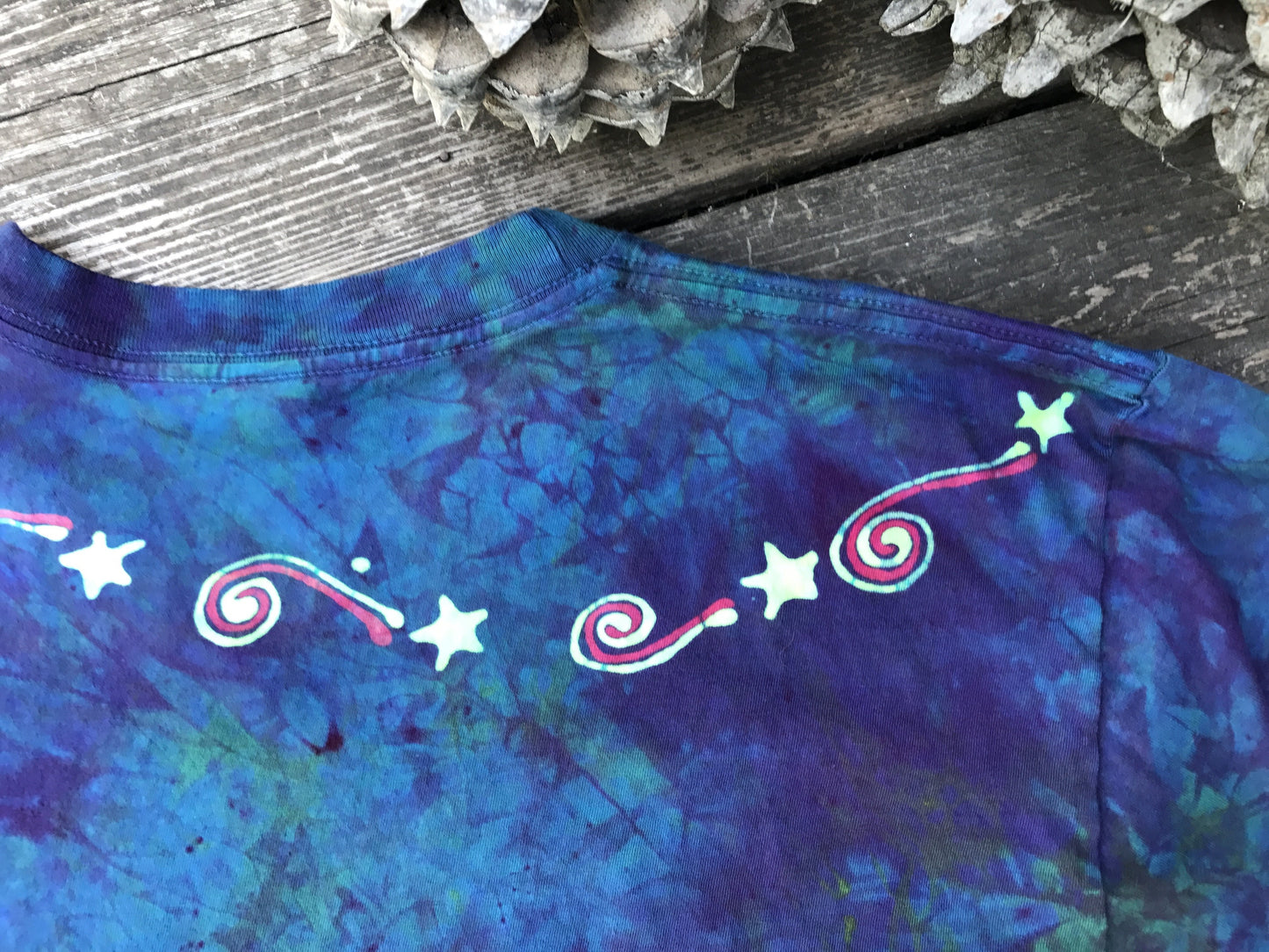 Sunrise Blue Nebula Handmade Batik Tshirt - Size Large