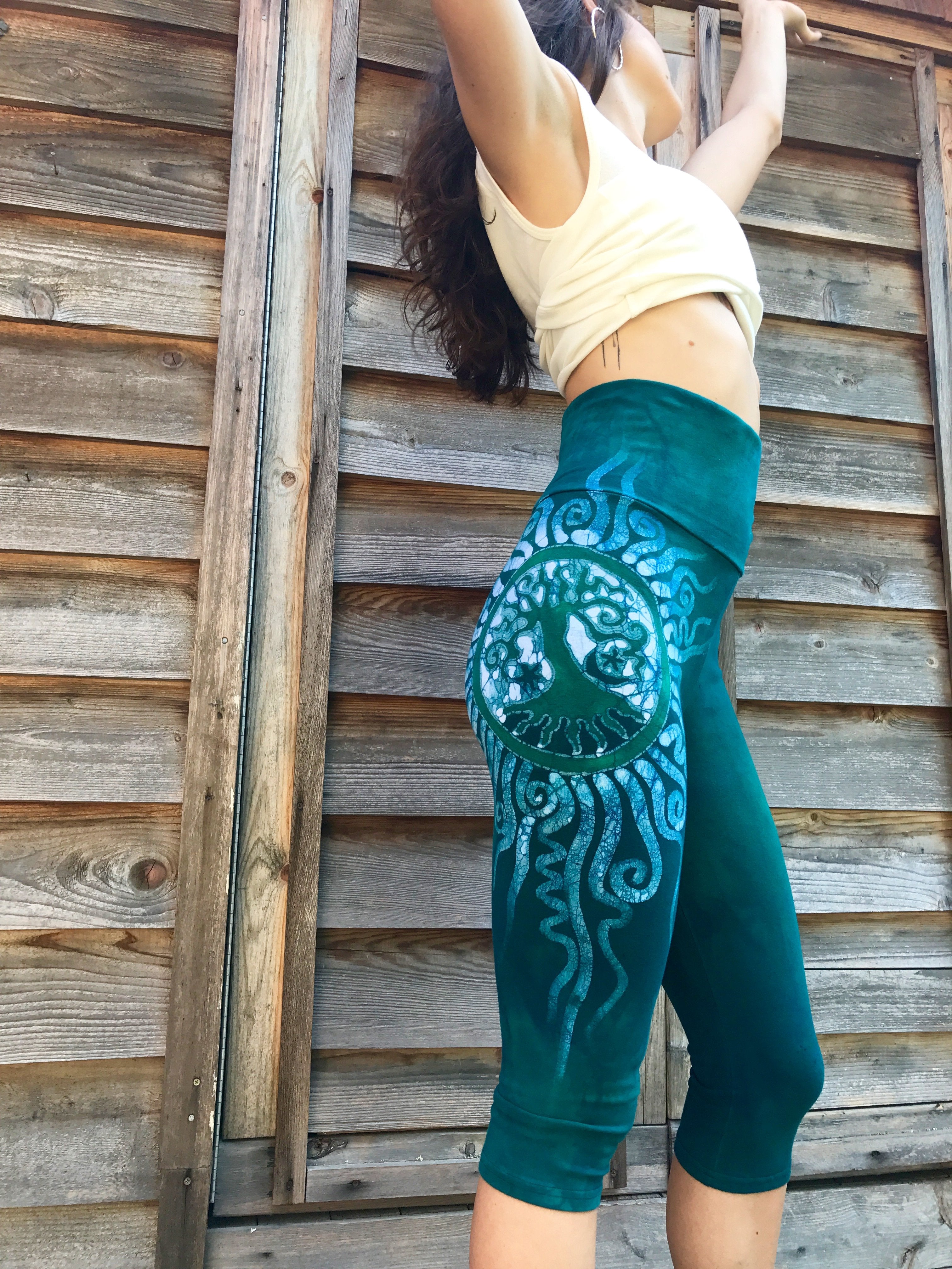 Teal Sage Tree Batik Pants - Capri Length – Batikwalla by Victoria