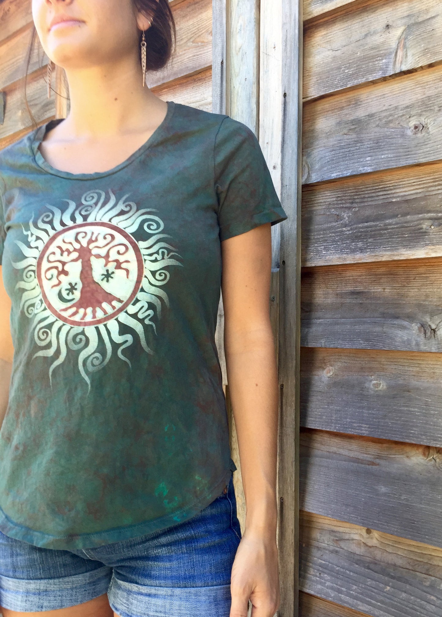 Earth is Magic Yoga Tee - Batik Print - Size XS - Batikwalla
- 2