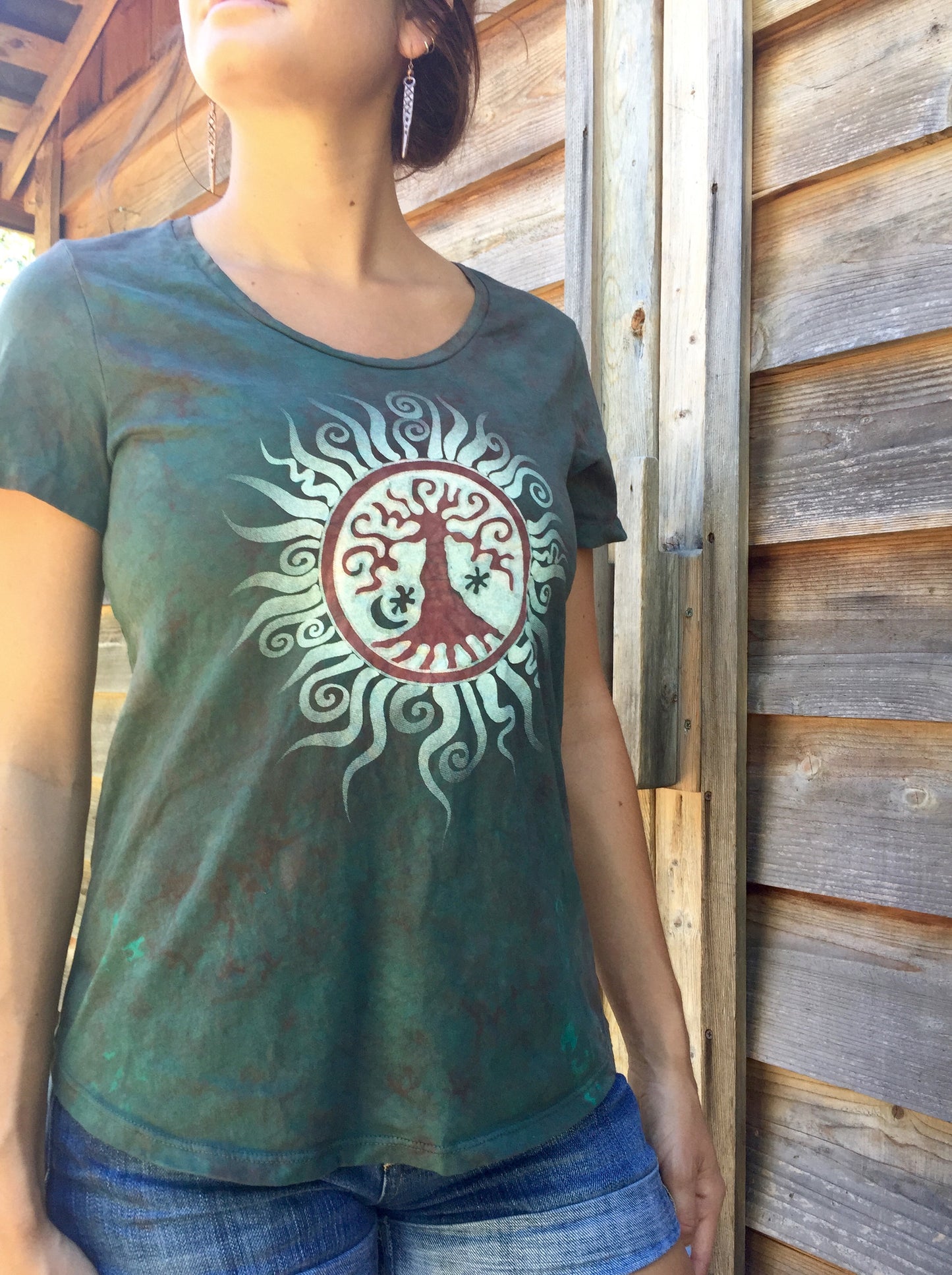 Earth is Magic Yoga Tee - Batik Print - Size XS - Batikwalla
- 3