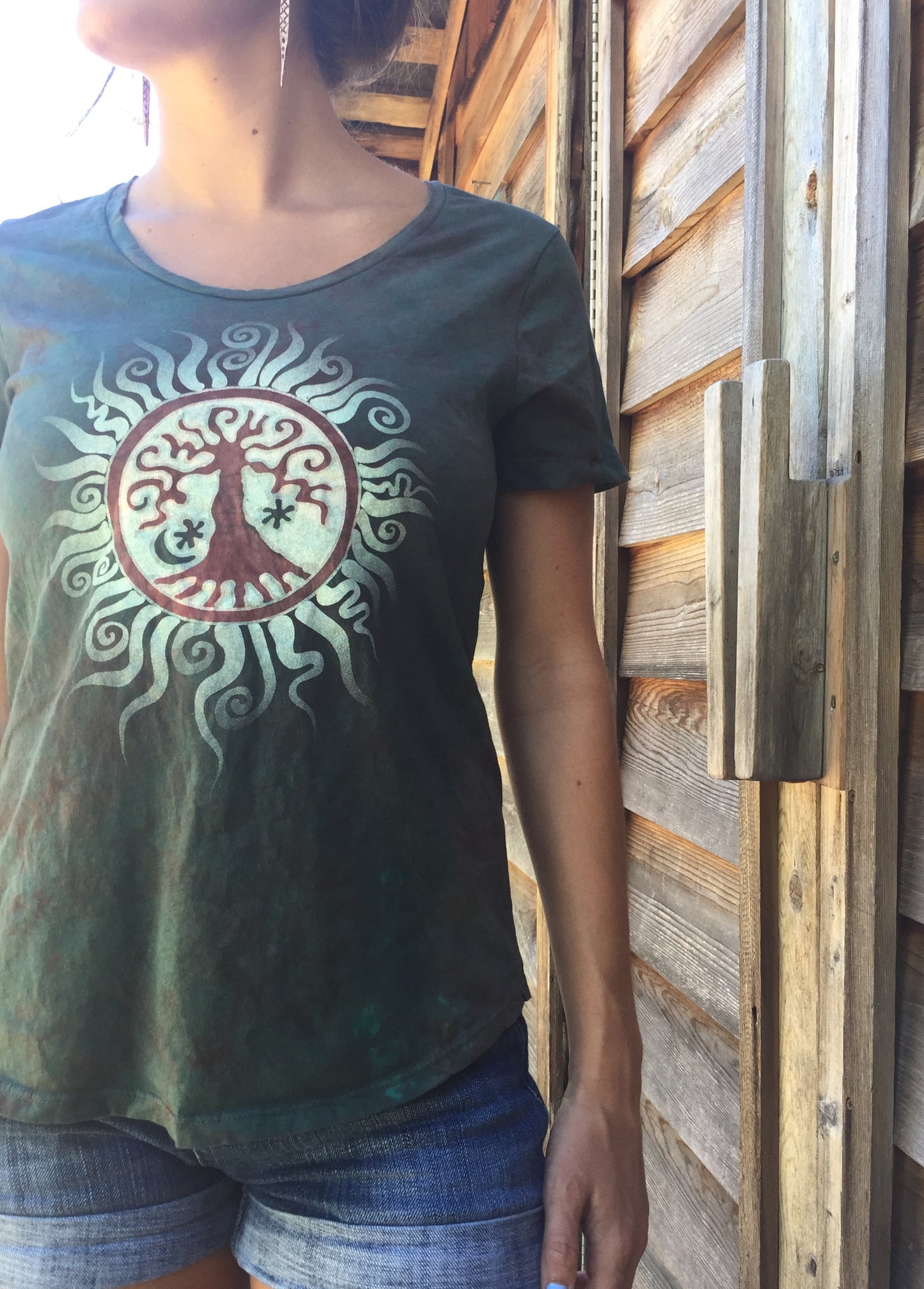 Earth is Magic Yoga Tee - Batik Print - Size XS - Batikwalla
- 4