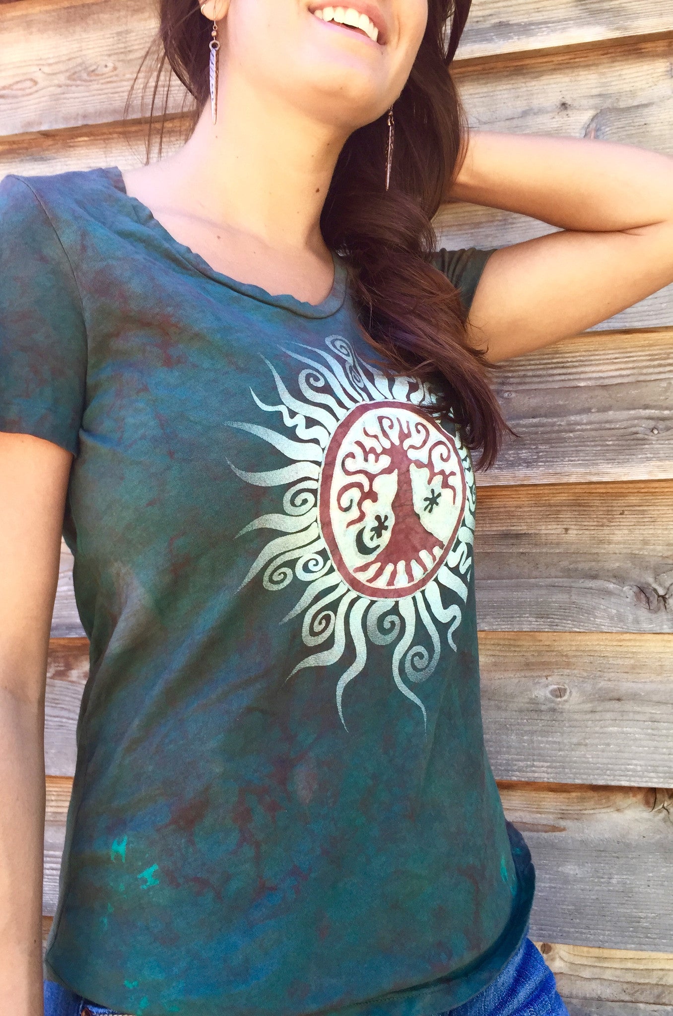 Earth is Magic Yoga Tee - Batik Print - Size XS - Batikwalla
- 1