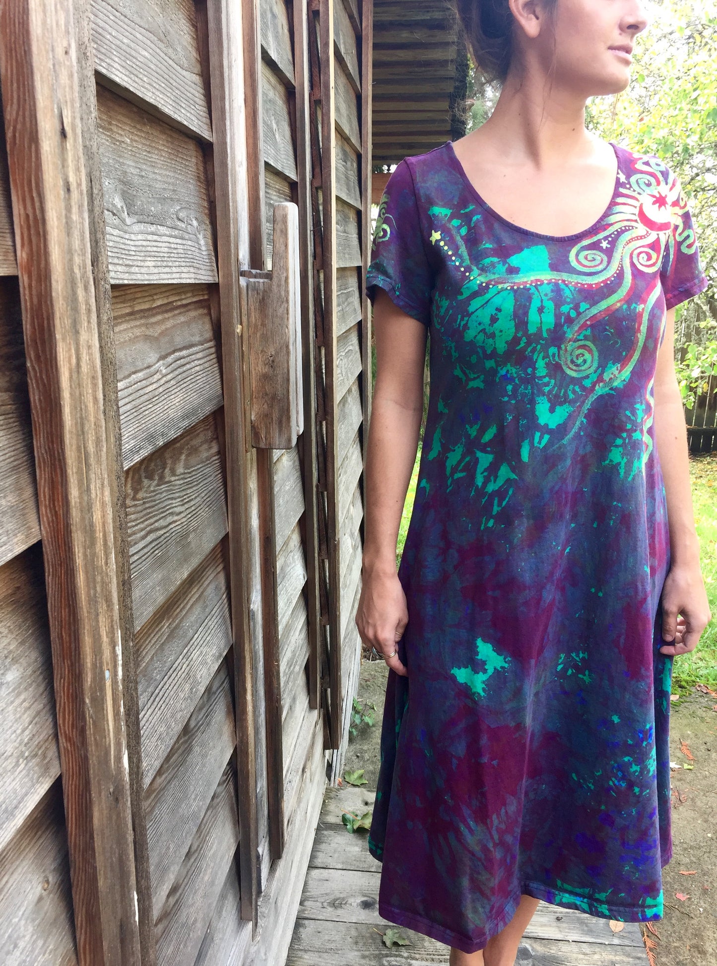 Amethyst Sunrise - Short Sleeve Batik Dress - Size 2X - Batikwalla
- 5