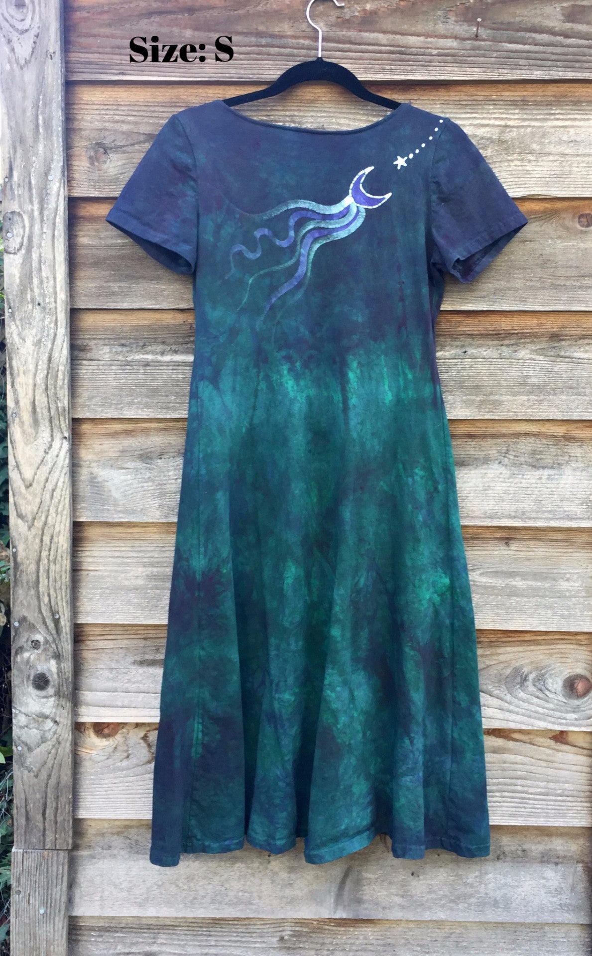 Teal and Purple Batik Om - Short Sleeve Dress - Size Small - Batikwalla
- 7