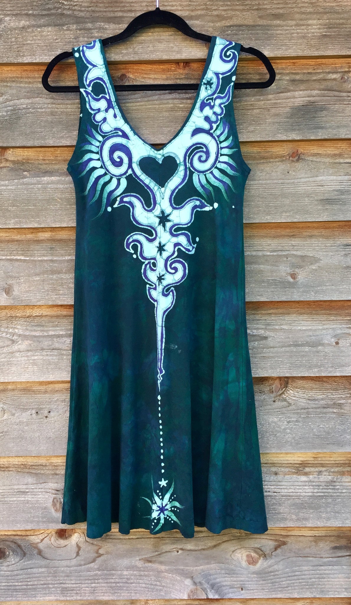 Tribal Teal and Purple Handmade Batik Dress - Size Small - Batikwalla
- 4