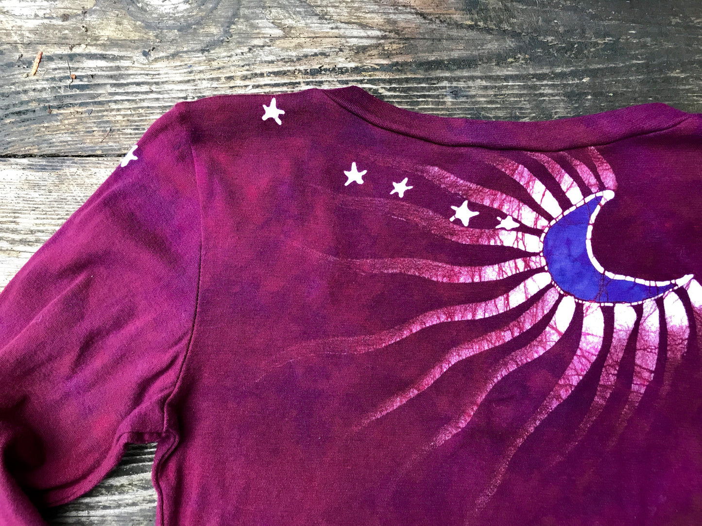 Berry Moon Batik Long Sleeve Vneck Top