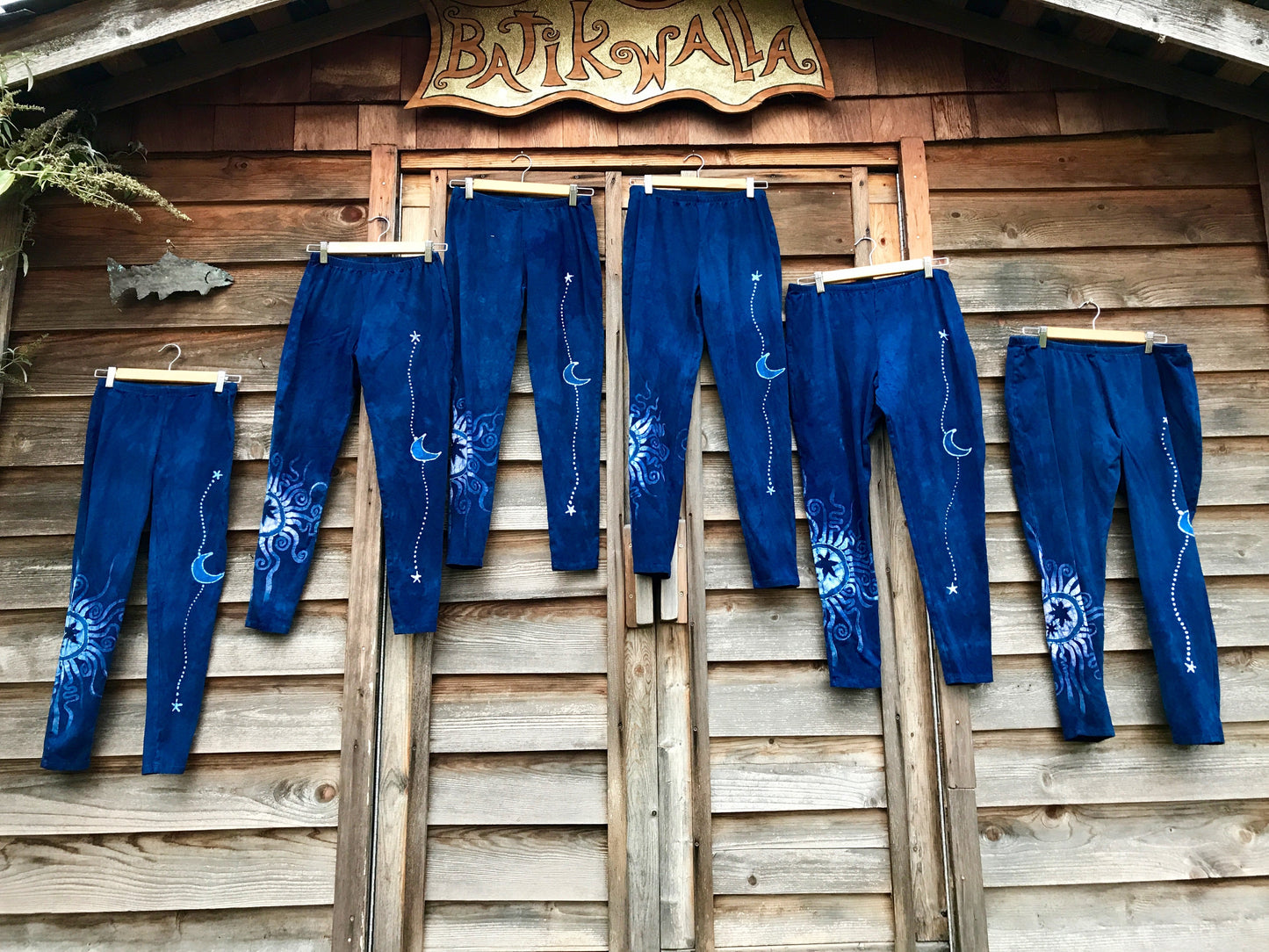 Blue Moon and Stars Batik Leggings
