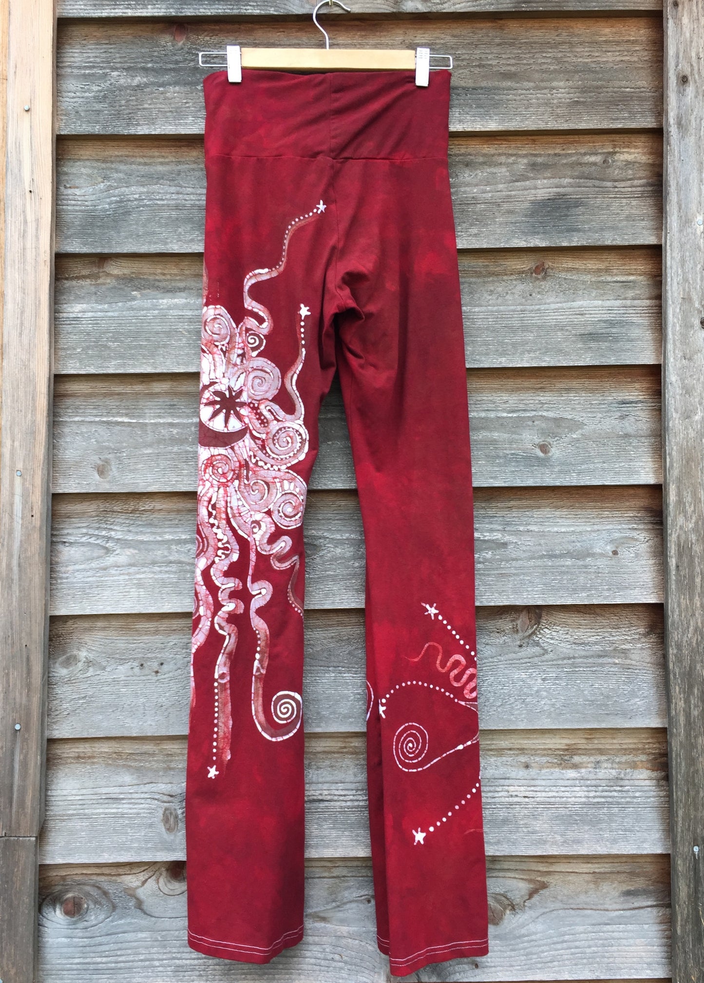 Dark Red Batik Yoga Pants - Size Large - Batikwalla 
 - 5