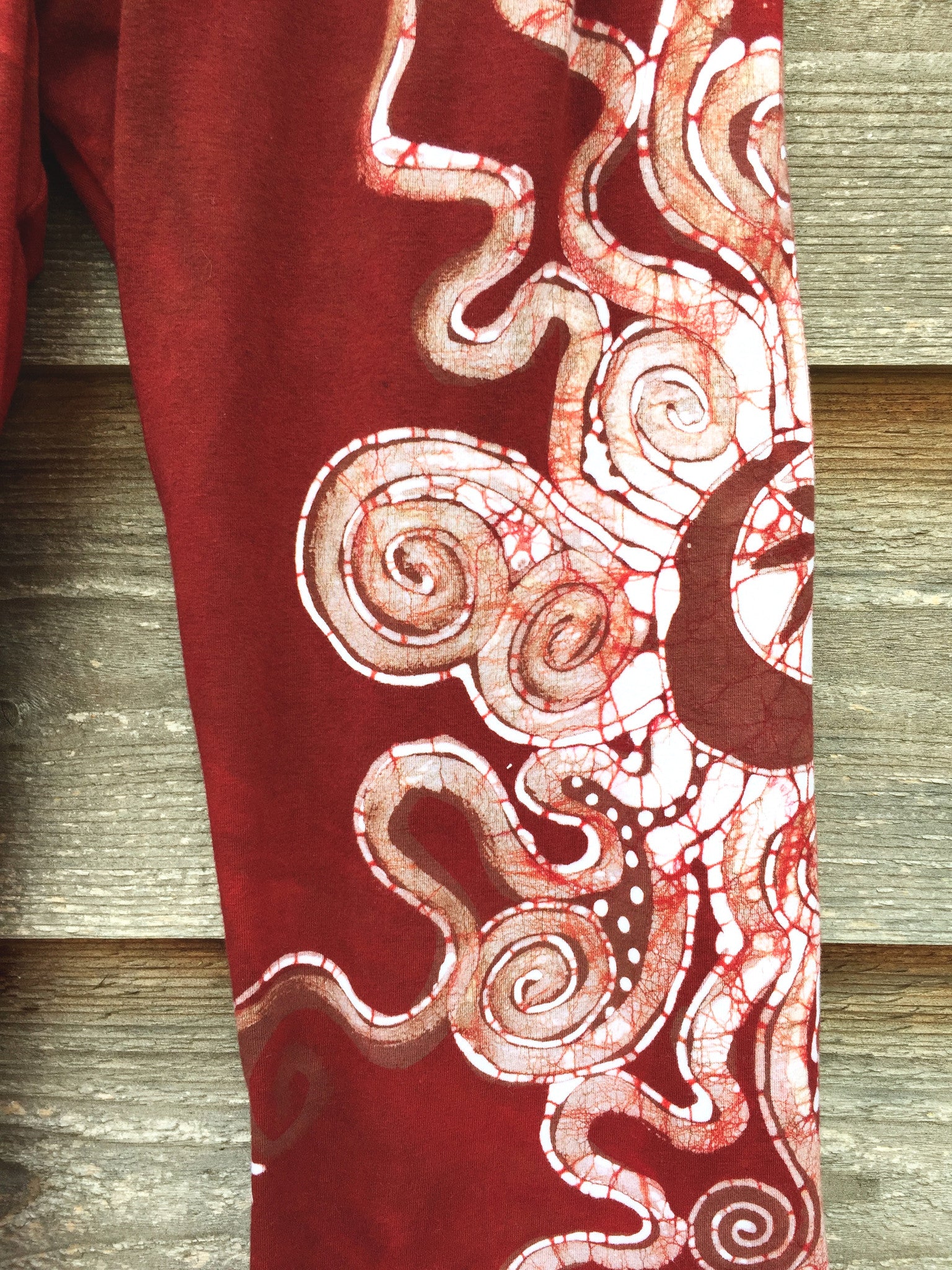 Dark Red Batik Yoga Pants - Size Large - Batikwalla 
 - 7
