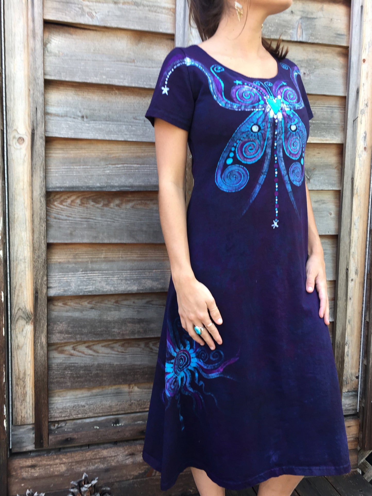 Midnight Magic Batik Butterfly - Short Sleeve Dress - Batikwalla
- 5