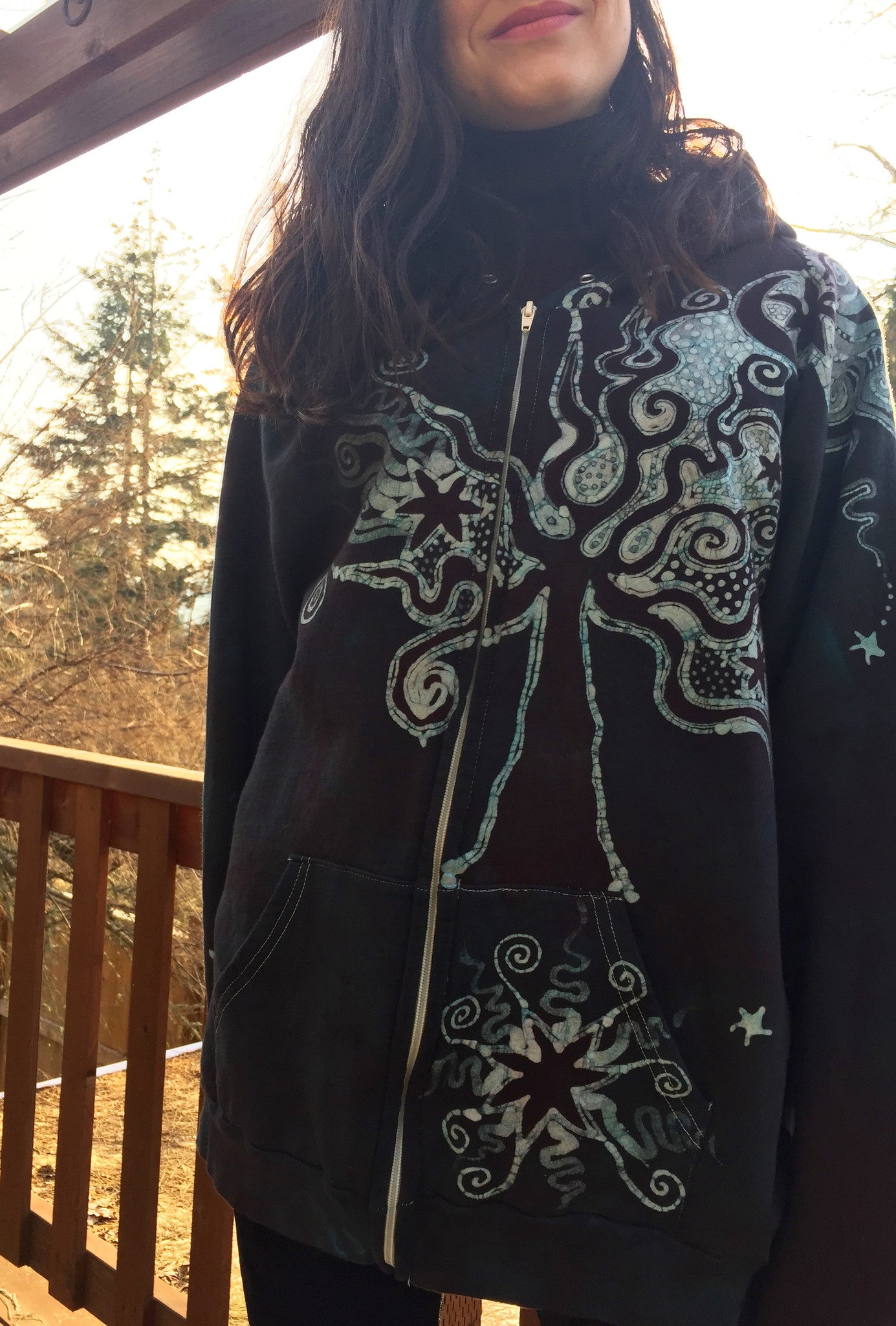 Brave the Storm Tree Magic Organic Cotton Batik Hoodie - Unisex Size 2X - Batikwalla
- 2