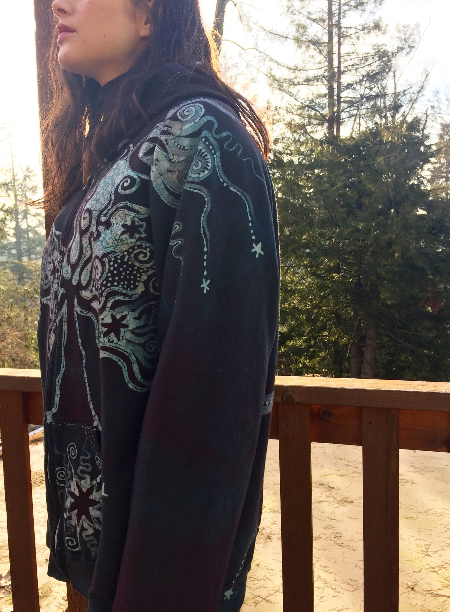 Brave the Storm Tree Magic Organic Cotton Batik Hoodie - Unisex Size 2X - Batikwalla
- 4