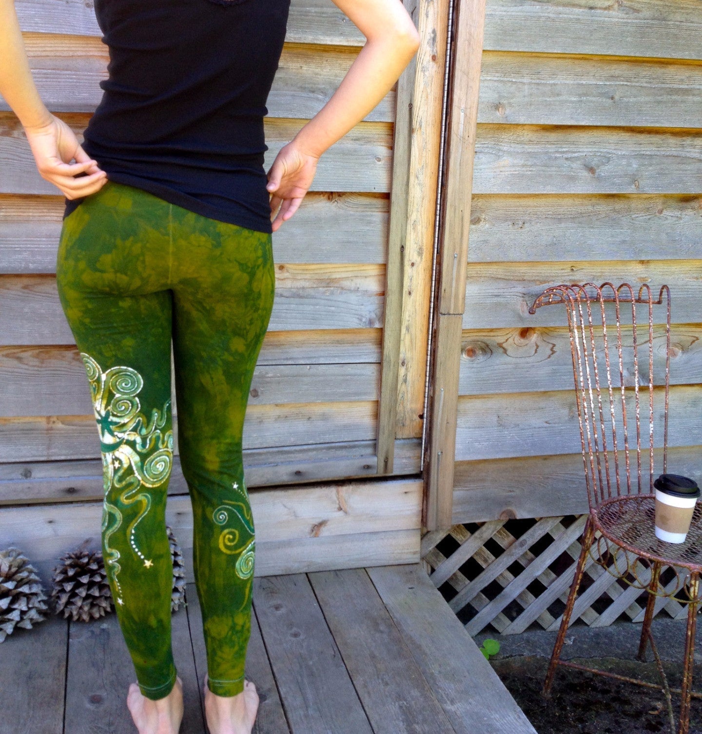 Dancing Green Batik Leggings Old School leggings batikwalla