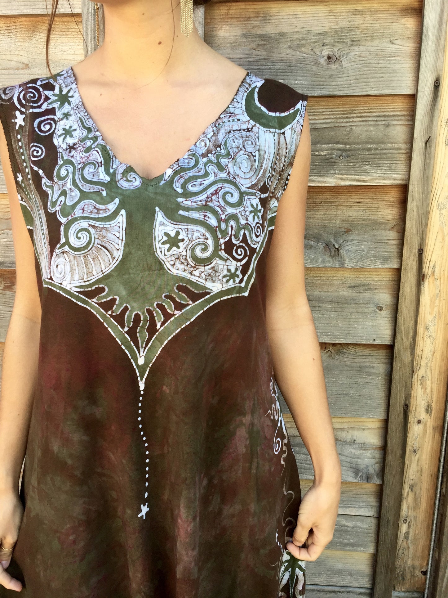 Moonlight Moss Tree of Life Organic Cotton Batik Dress - Batikwalla
- 1