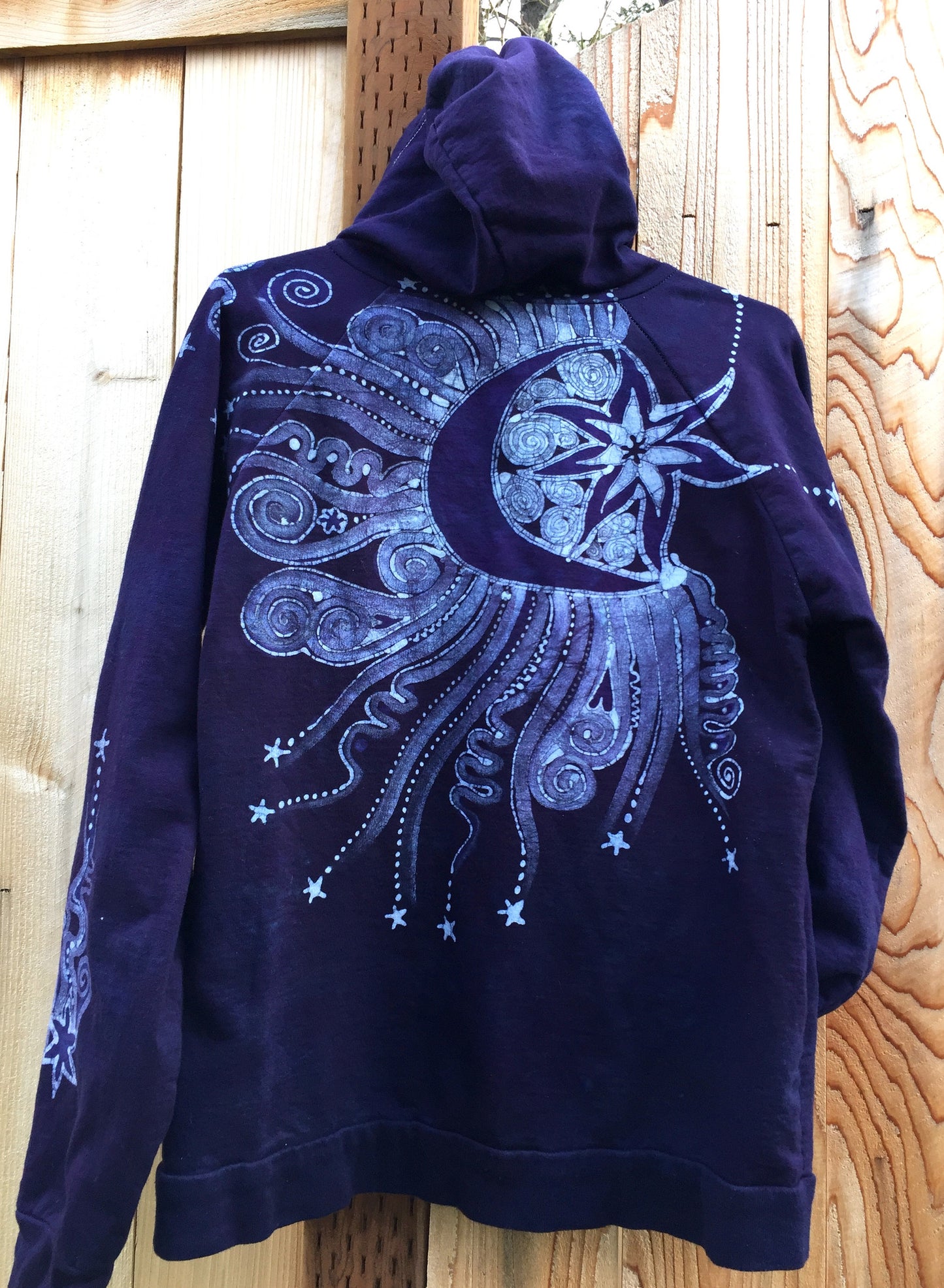 Midnight Moon Tree Organic Batik Hoodie - Unisex Size Large - Batikwalla
- 9