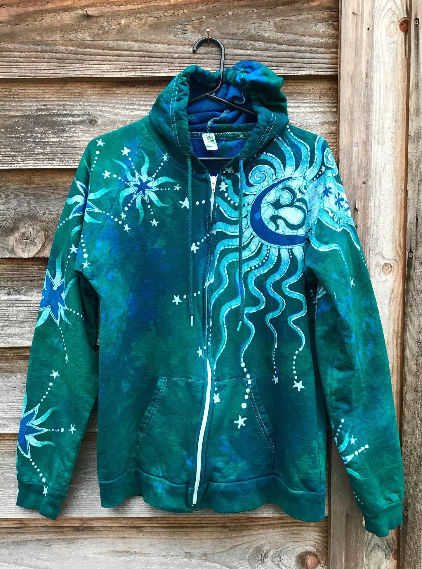 Teal Supernova Organic Cotton Batik Hoodie