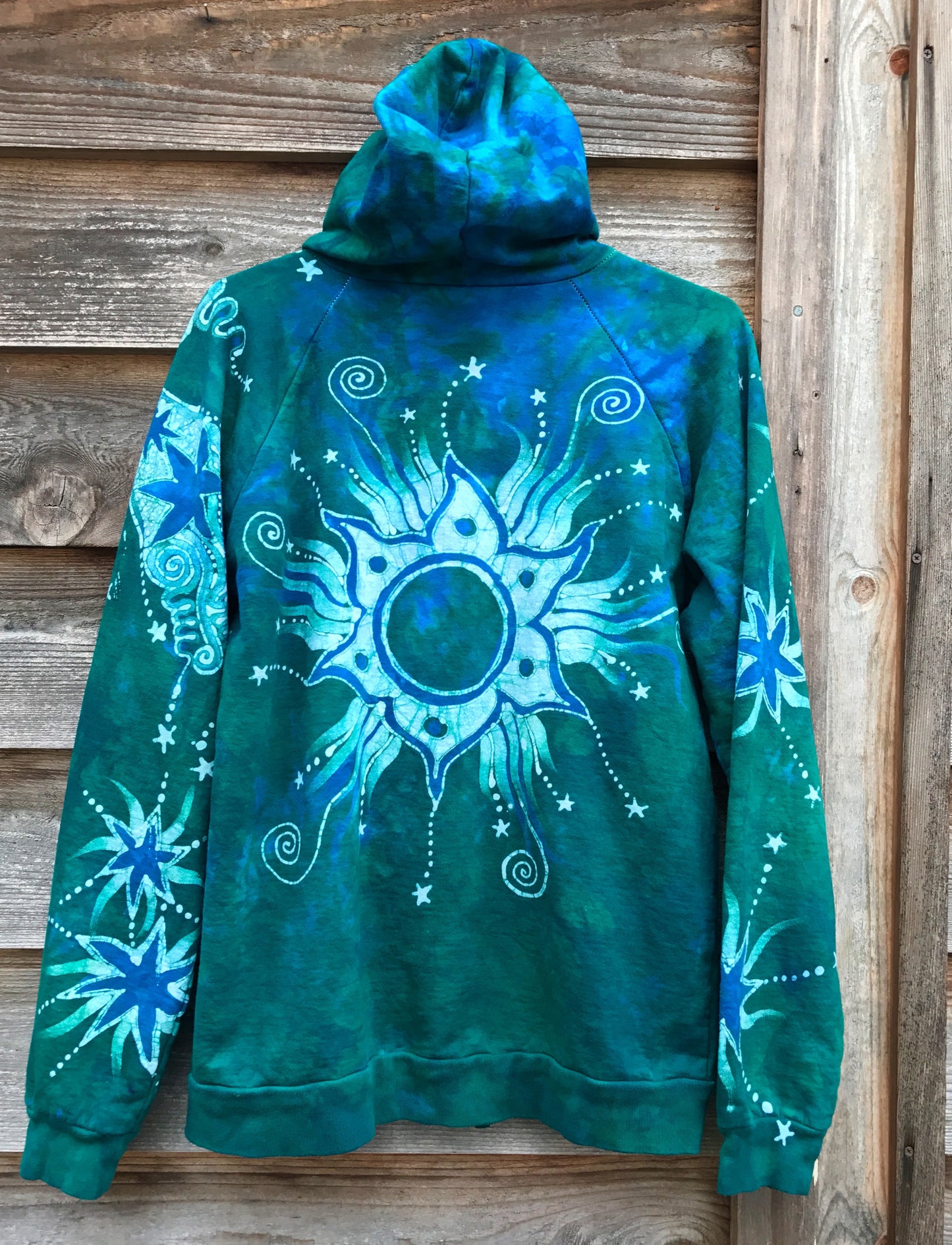 Teal Supernova Organic Cotton Batik Hoodie