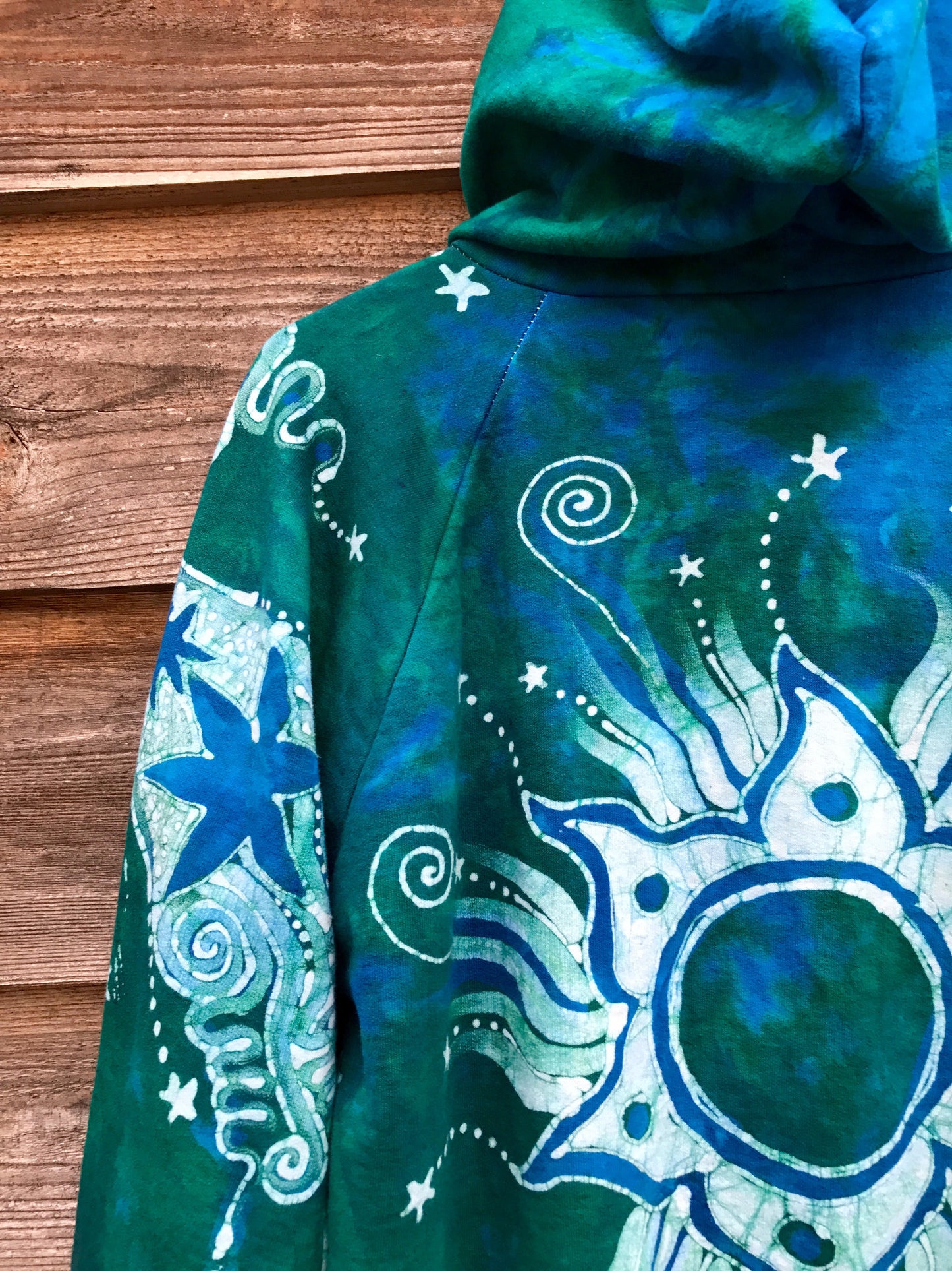 Teal Supernova Organic Cotton Batik Hoodie