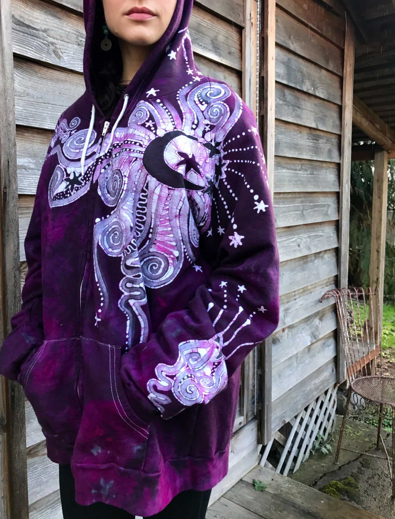 Magnolia Moon Star Organic Cotton Batik Hoodie