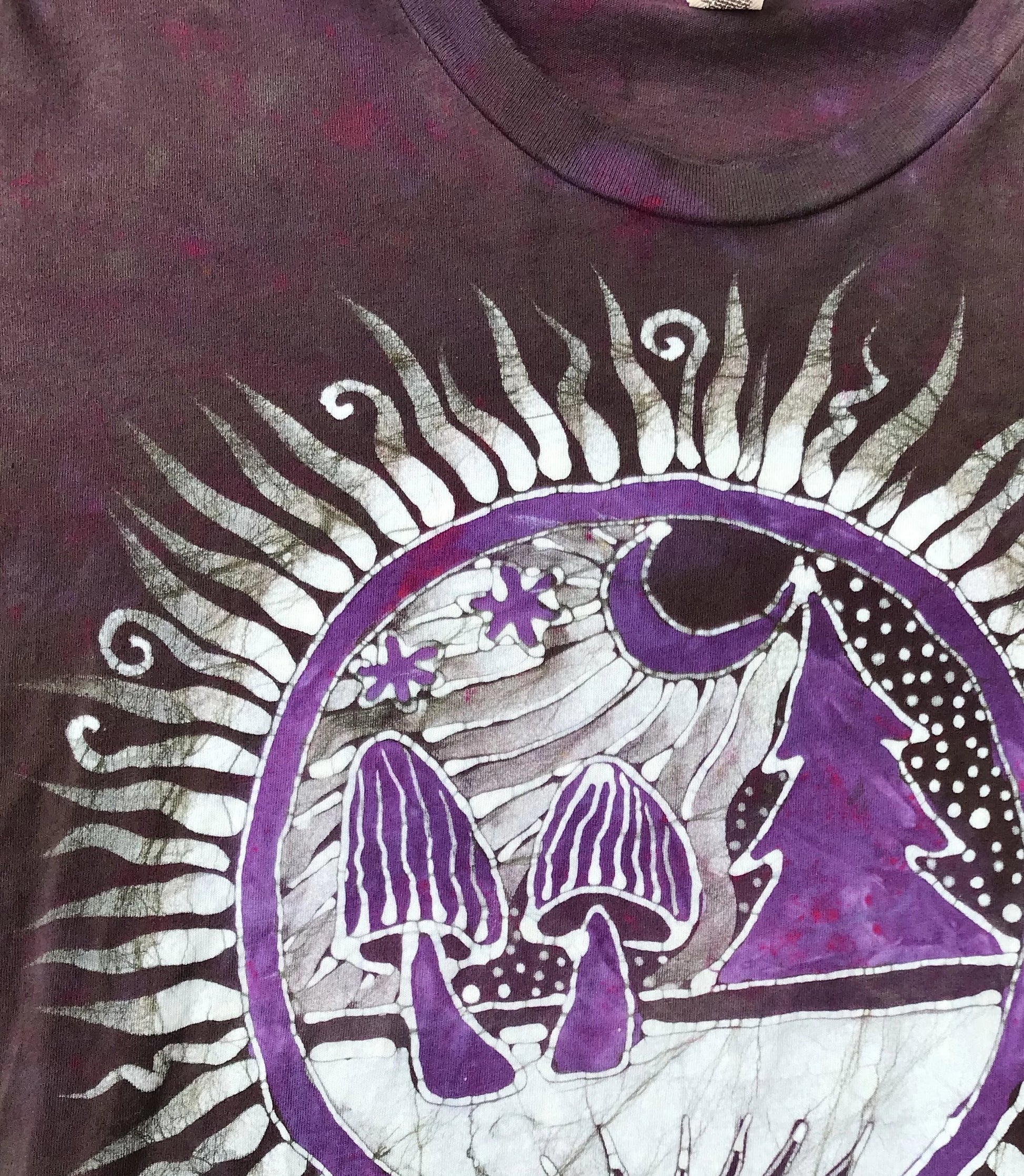 Purple Mushroom Forest Handmade Batikwalla Tshirt - 2X Long ONLY tshirt batikwalla