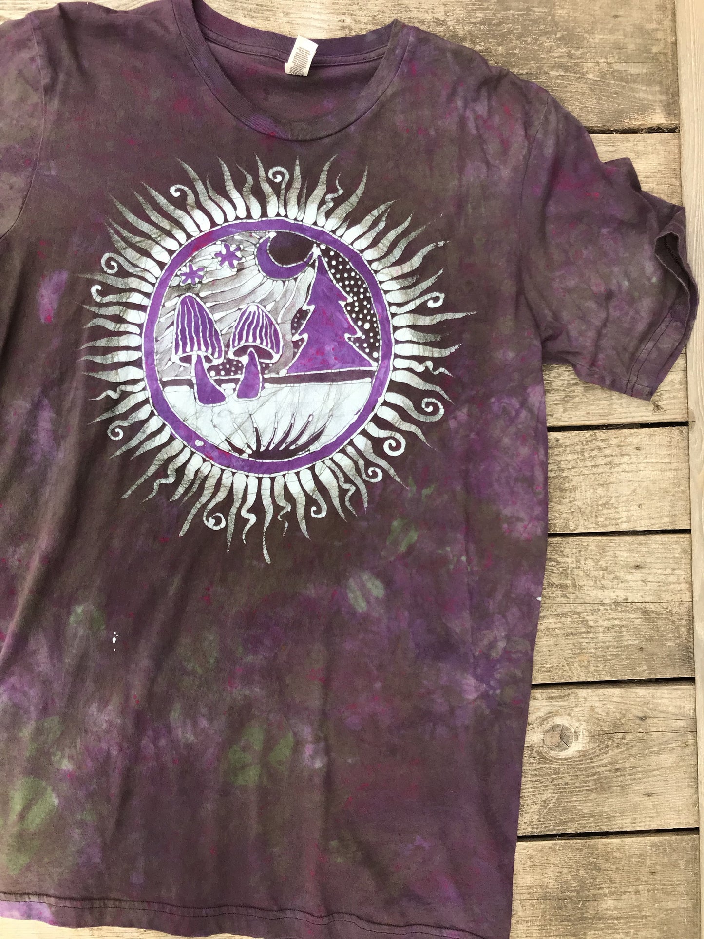 Purple Mushroom Forest Handmade Batikwalla Tshirt - 2X Long ONLY tshirt batikwalla
