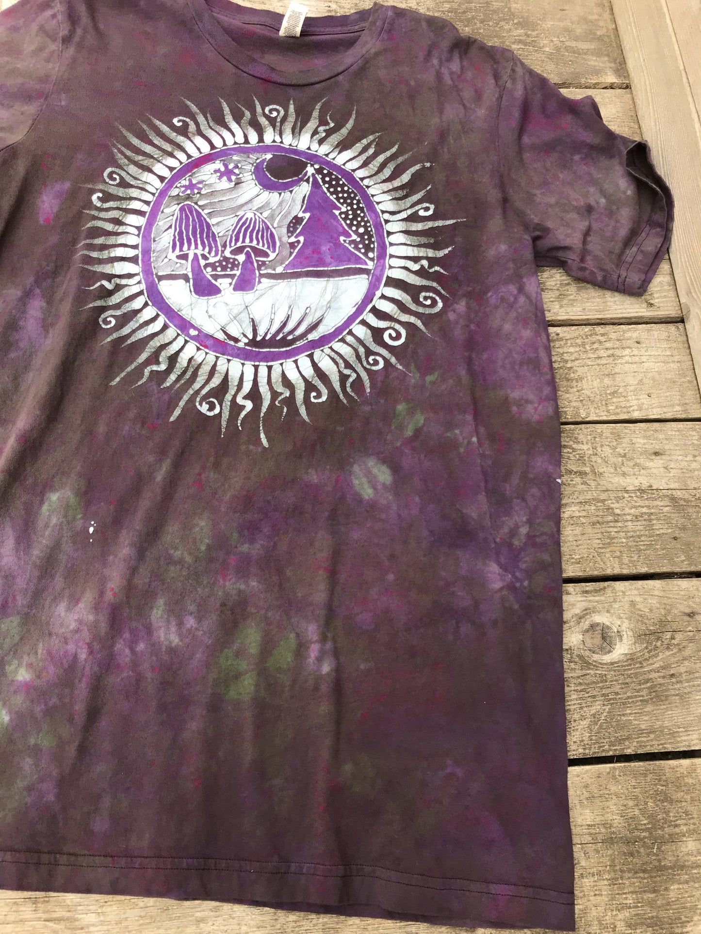 Purple Mushroom Forest Handmade Batikwalla Tshirt - 2X Long ONLY tshirt batikwalla