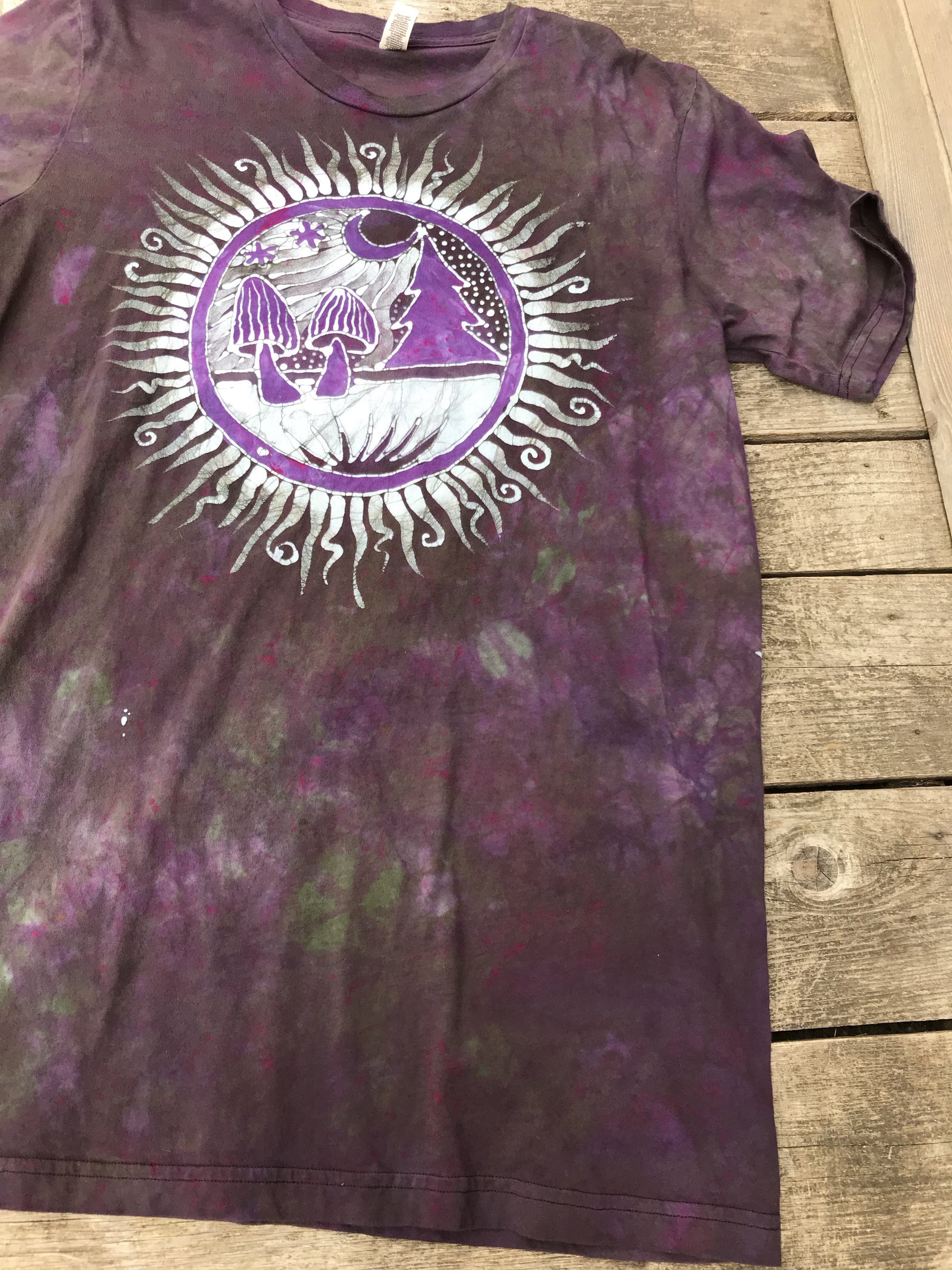 Purple Mushroom Forest Handmade Batikwalla Tshirt - 2X Long ONLY tshirt batikwalla
