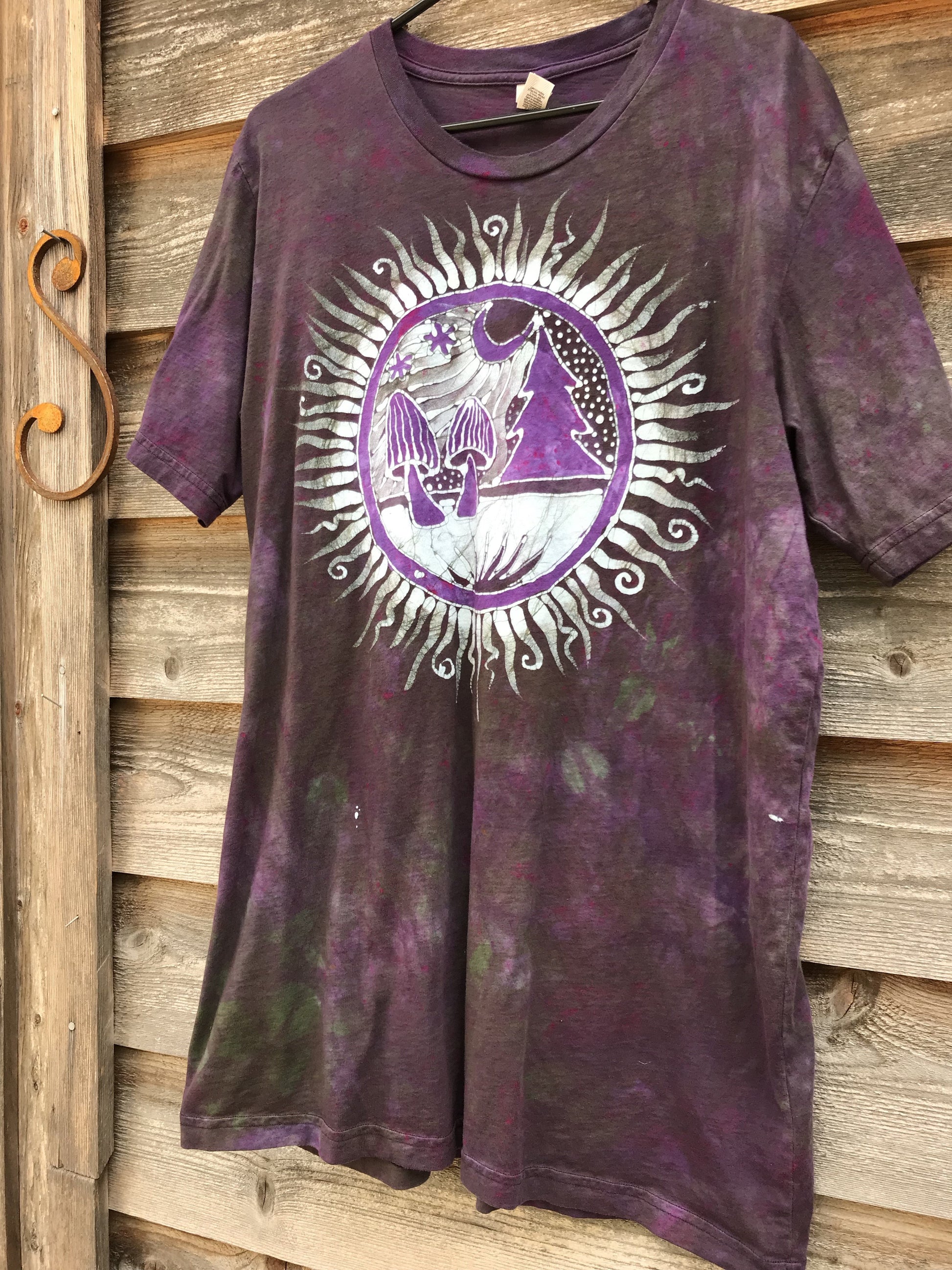 Purple Mushroom Forest Handmade Batikwalla Tshirt - 2X Long ONLY tshirt batikwalla