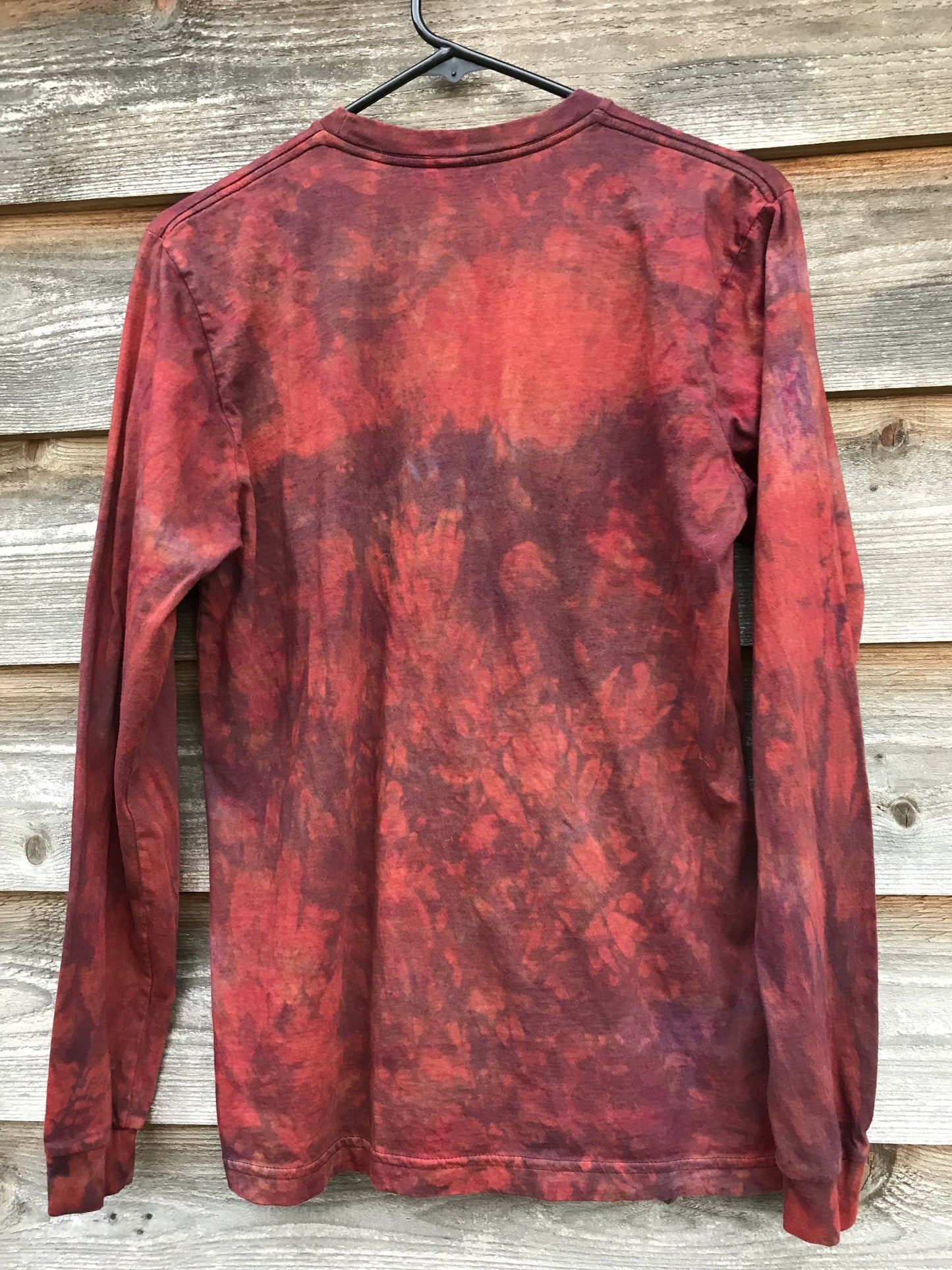 Red Om Starburst Long Sleeve Hand Painted Batik Tshirt - Size Medium