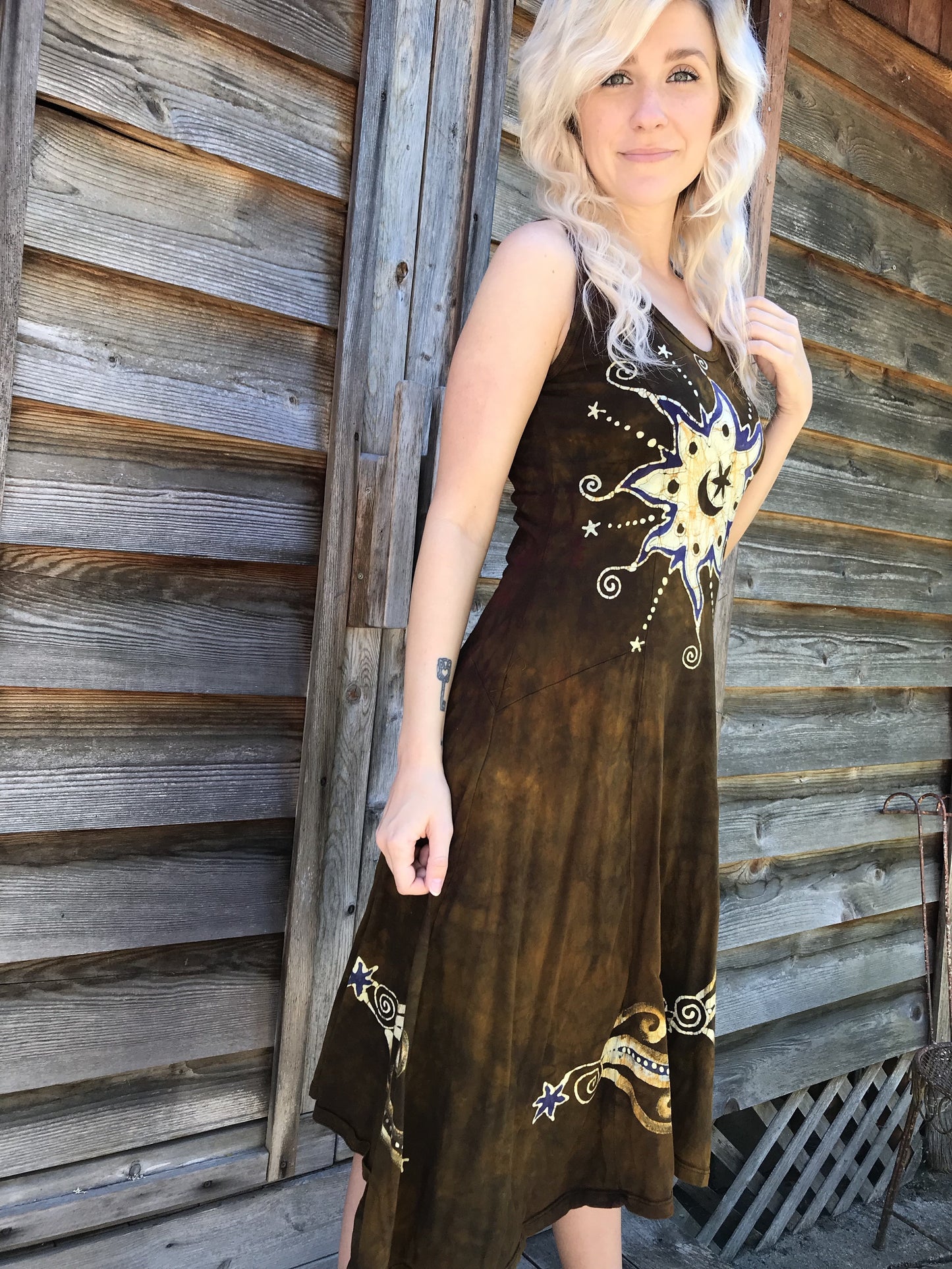 Golden Starquest Boho Batik Summer Dress Batik Dresses Batikwalla