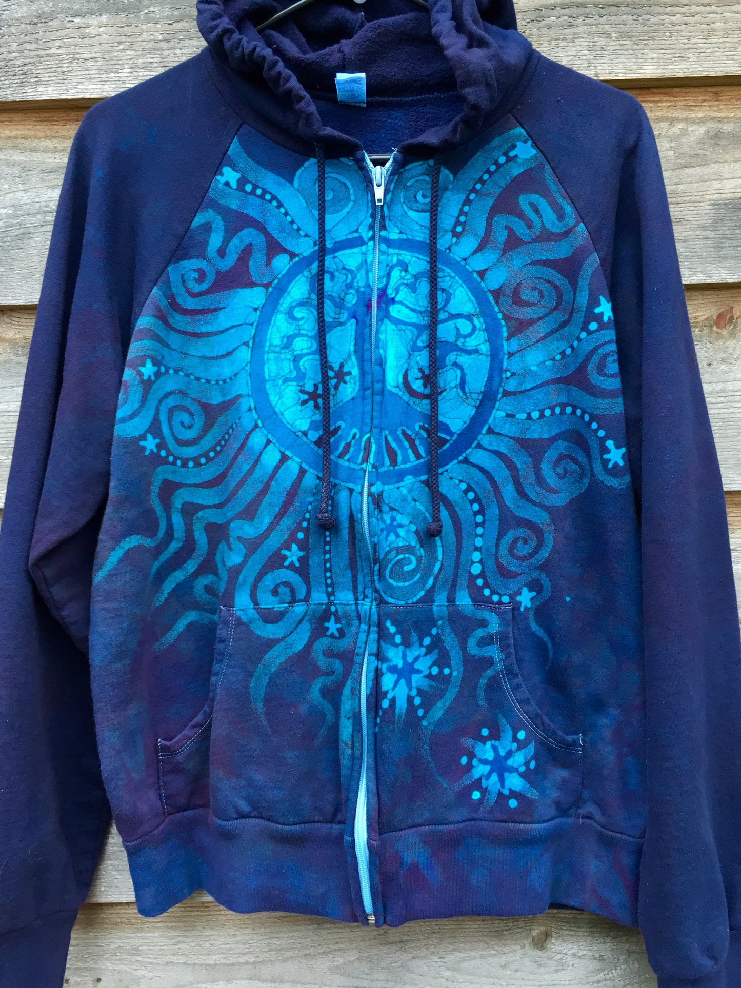 Blues Tree Mandala Handmade Batik Hoodie - Batikwalla
- 5