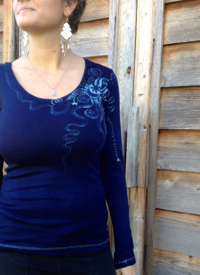 Deepest Blue Moon Star Handmade Batik Vneck - Batikwalla
- 3