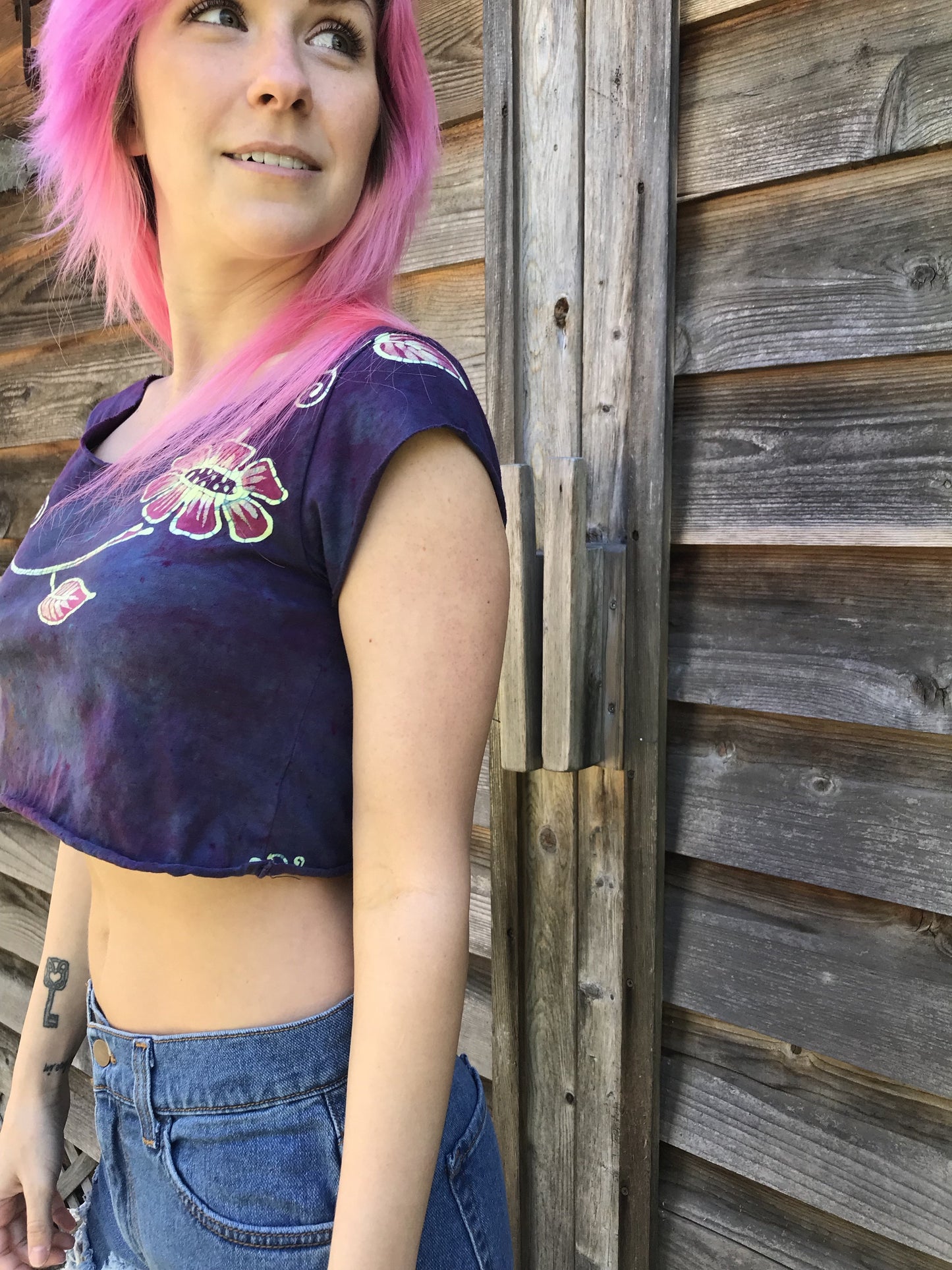 Flower Power Purple Crop Top Batikwalla by Victoria