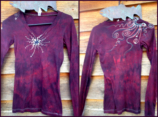 Dark Rust Center Star Handmade Long Sleeve Batik Vneck - Small - Batikwalla
- 4