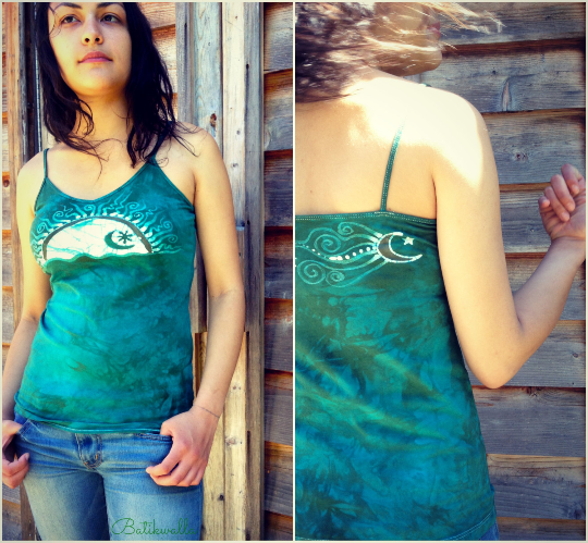 Aqua Sunset Batik Stretchy Vneck Tanktop - Batikwalla
- 5