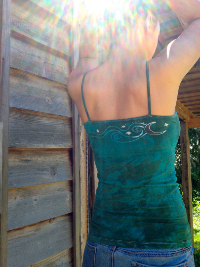 Aqua Sunset Batik Stretchy Vneck Tanktop - Batikwalla
- 2