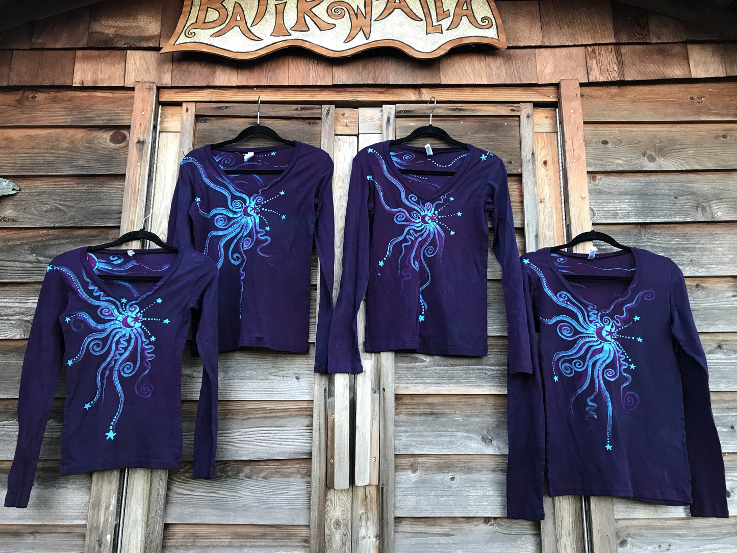 Midnight Moonbeams Long Sleeve Vneck Tee