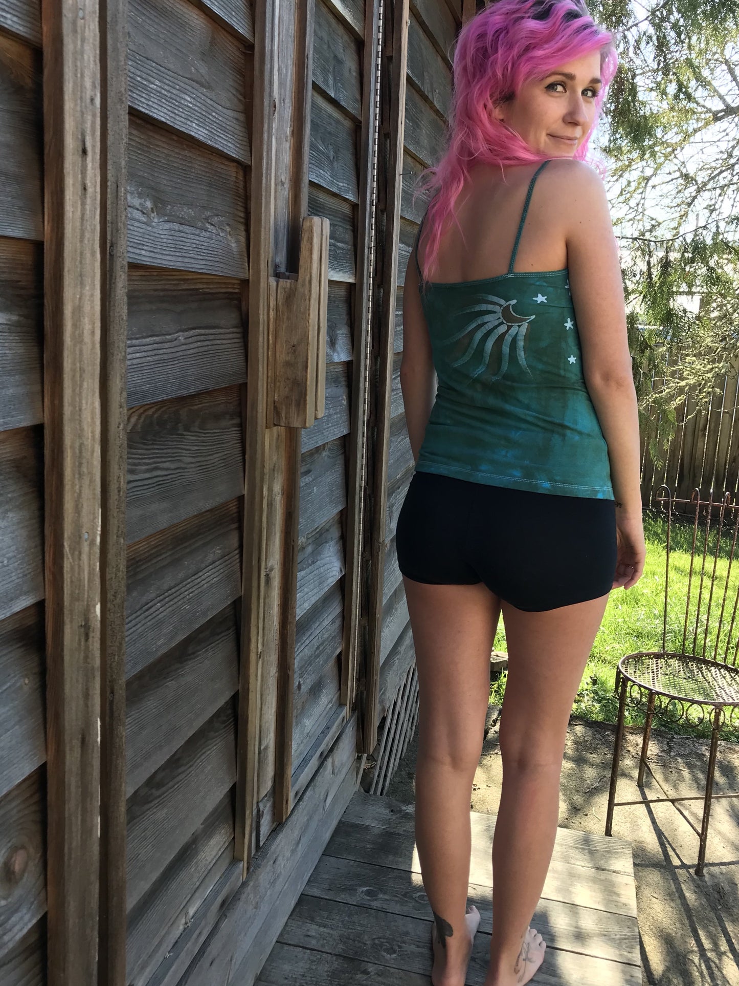Aqua Moonbeams Yoga Camisole Tops batikwalla