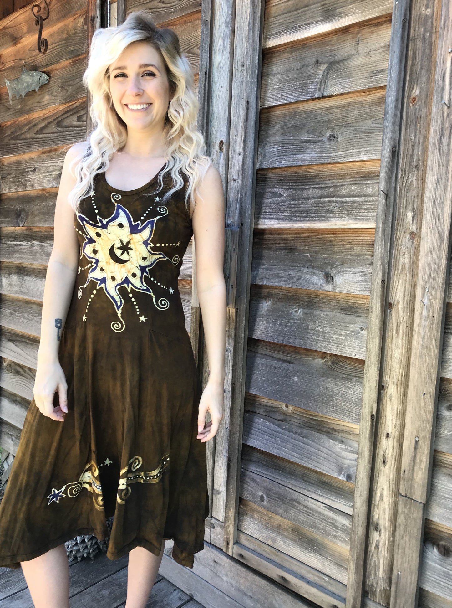 Golden Starquest Boho Batik Summer Dress Batik Dresses Batikwalla