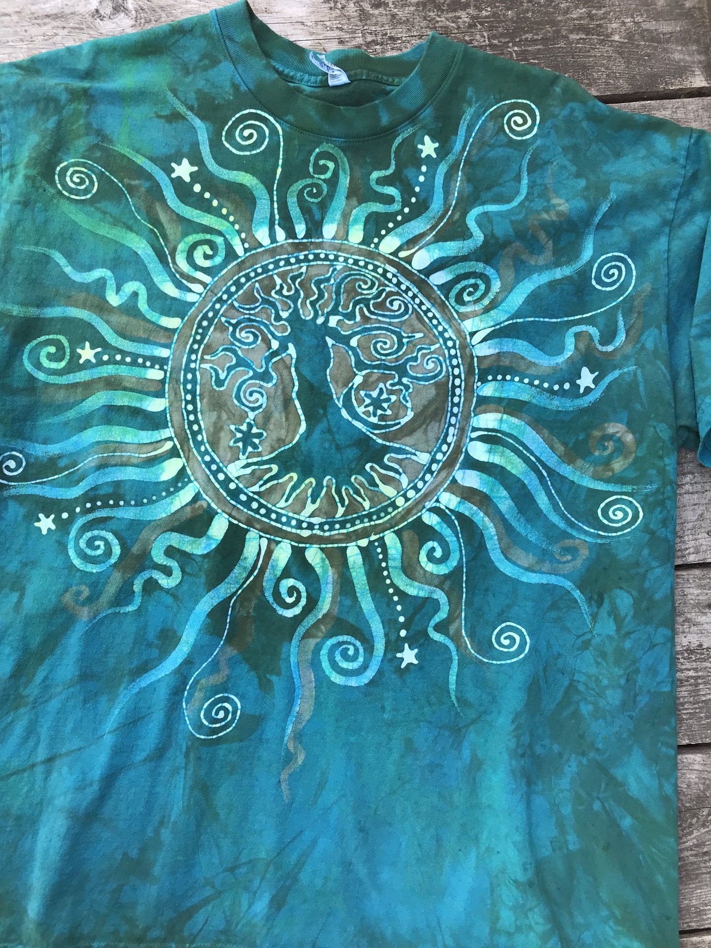 Solstice Radiance Tree of Life Organic Cotton Tshirt in Life Giving Green tshirt batikwalla