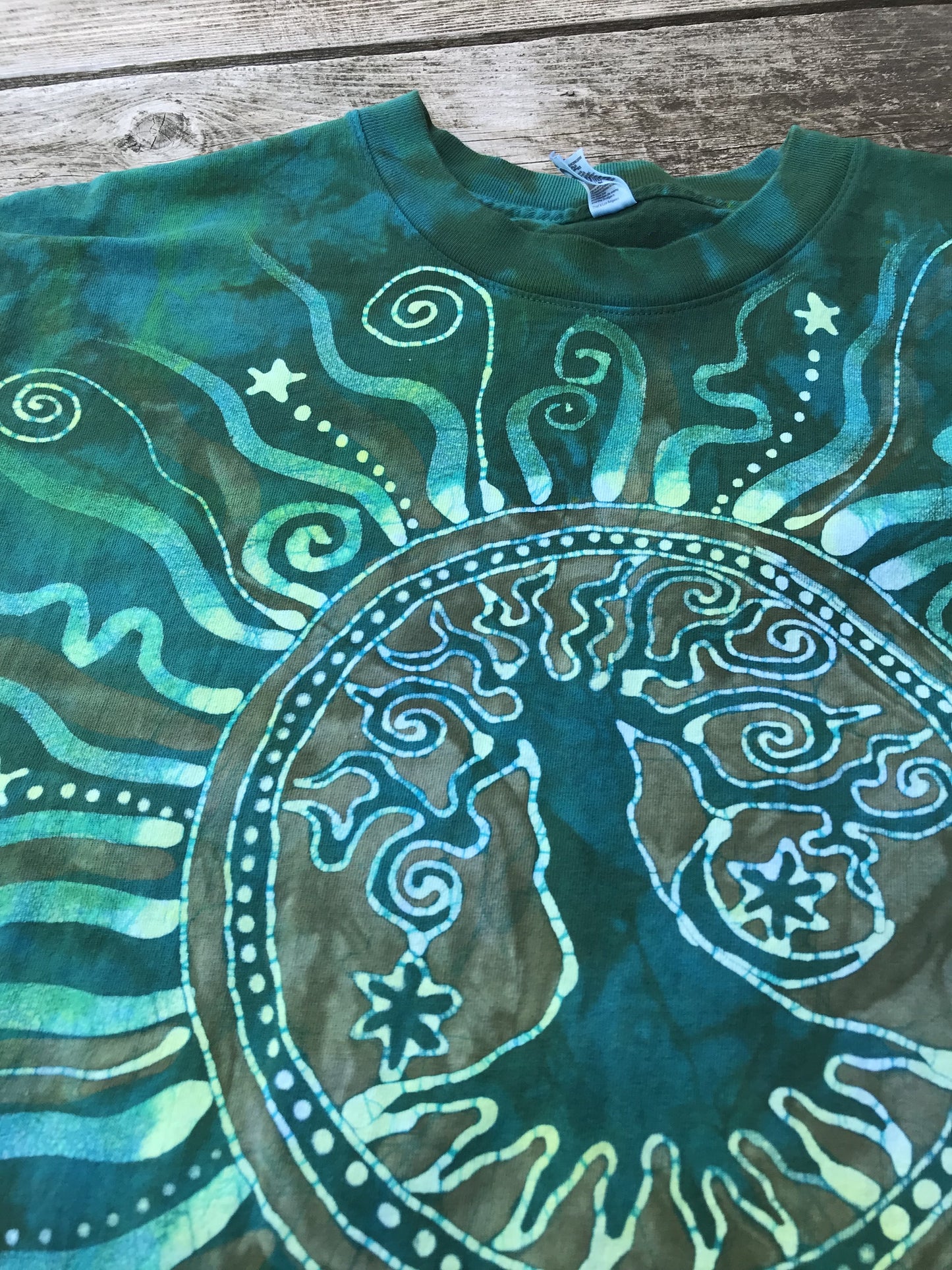 Solstice Radiance Tree of Life Organic Cotton Tshirt in Life Giving Green tshirt batikwalla