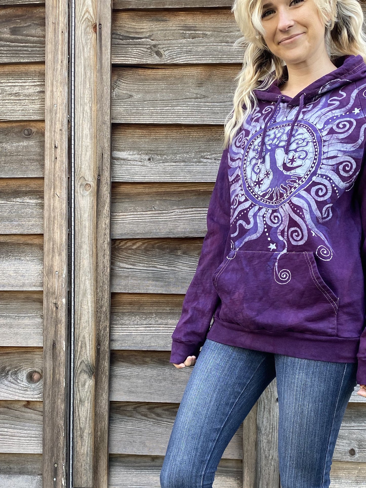 Magenta Magick Tree Of Life Pullover Batik Hoodie - Handcrafted In Organic Cotton hoodie batikwalla