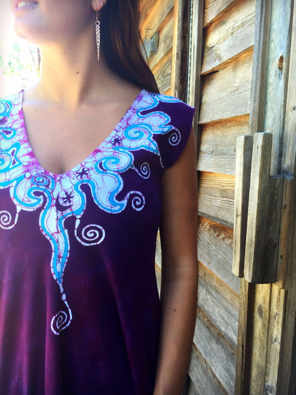 Amethyst and Turquoise Organic Cotton Batik Dress - Batikwalla
- 1