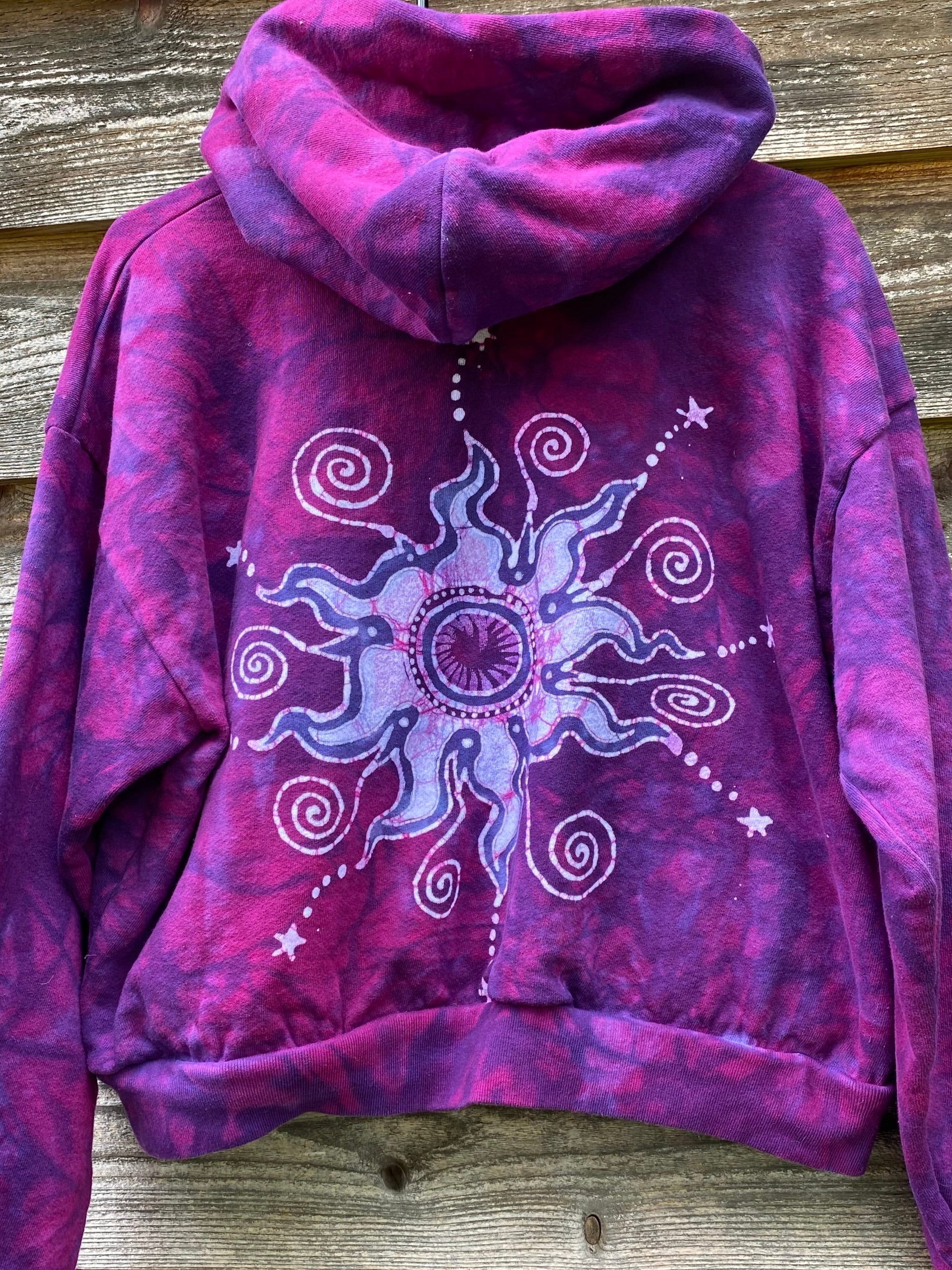 Pomegranate Star Tuxedo Flames Handmade Batik Hoodie hoodie batikwalla