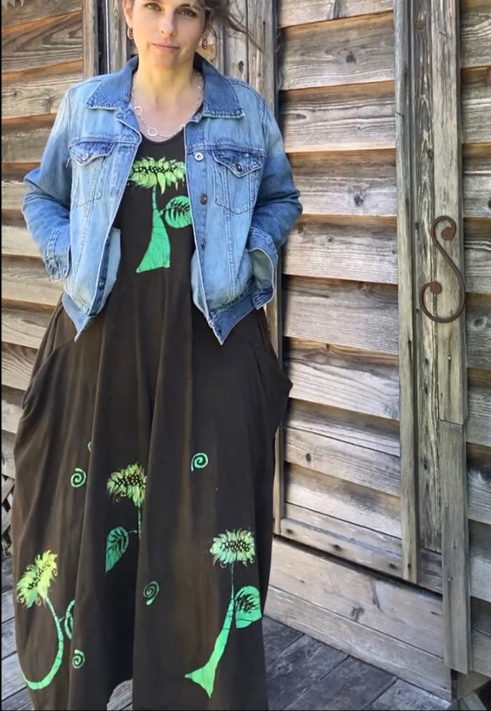 Downtown Brown Sunflower Batik Dress With Pockets Batik Dresses Batikwalla