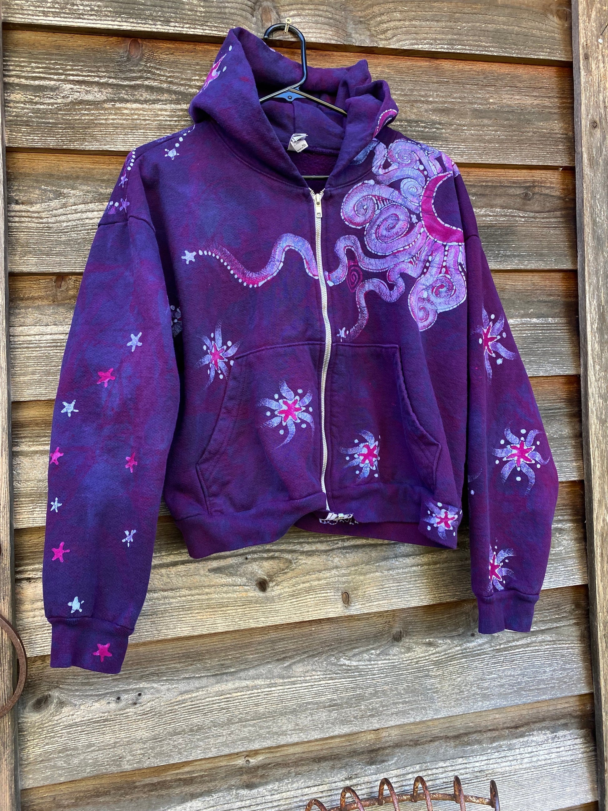 Original Magenta Surf Boardwalk Handmade Batik Hoodie - Size M/L hoodie batikwalla