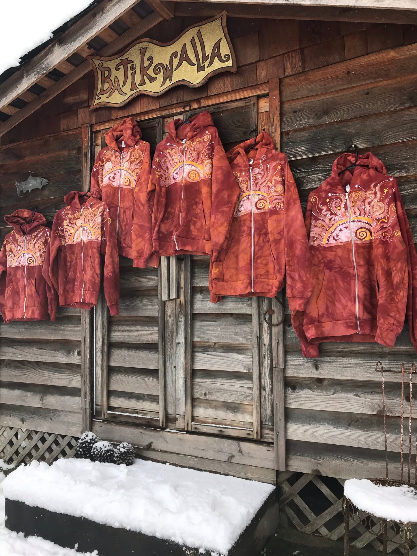 Cayenne Orange Sunset Handcrafted Batik Zipper Hoodie - Size 2X hoodie batikwalla