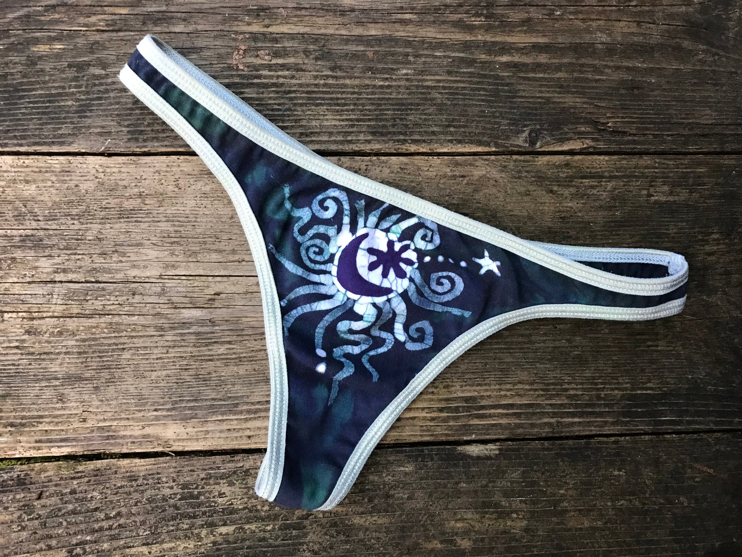 Teal and Purple Moon Batik Undies Undies Swimwear batikwalla