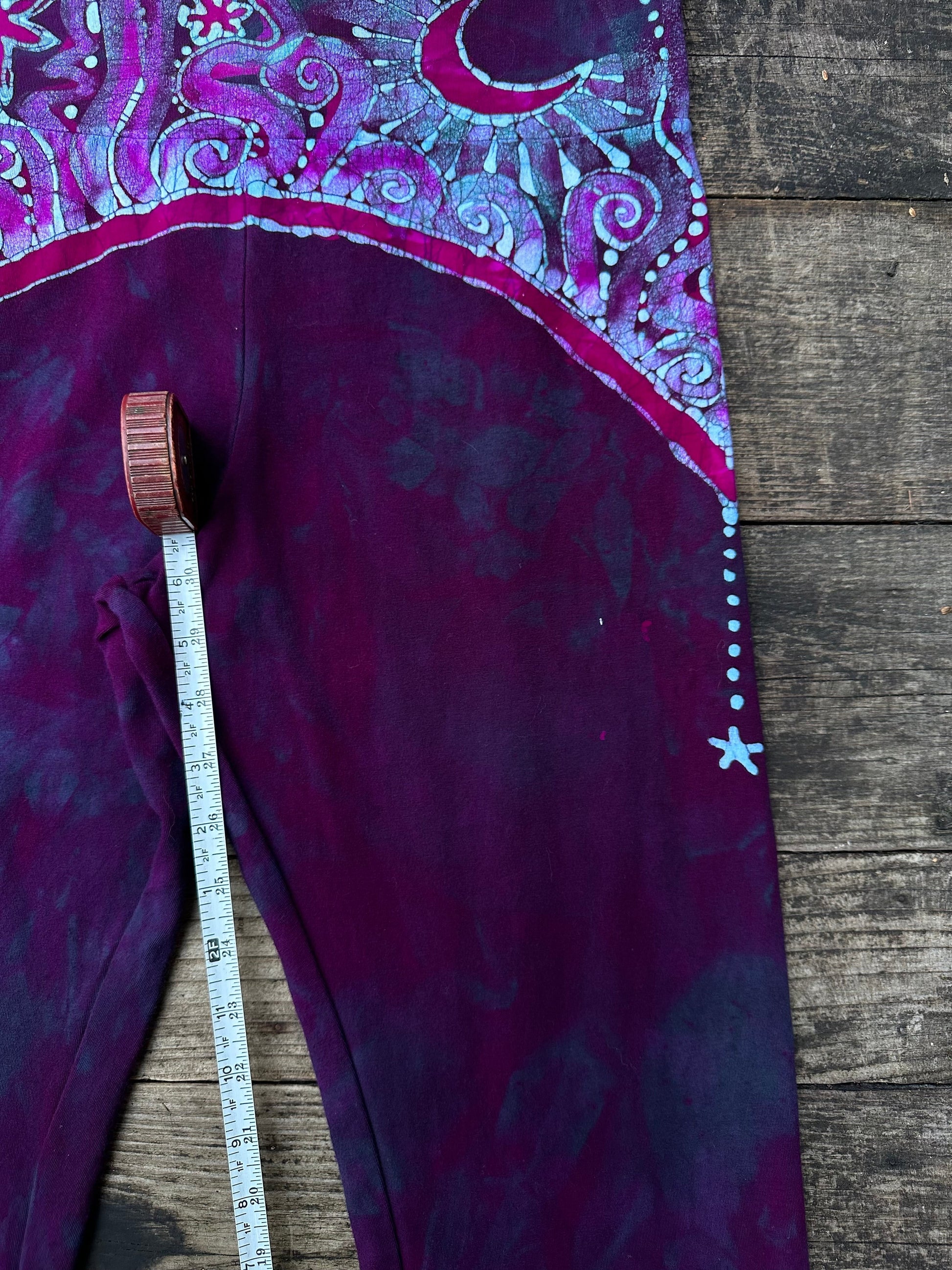 Teal and Magenta Moon Rainbow Stretchy Movement Pants - Size XL Yoga Pants batikwalla