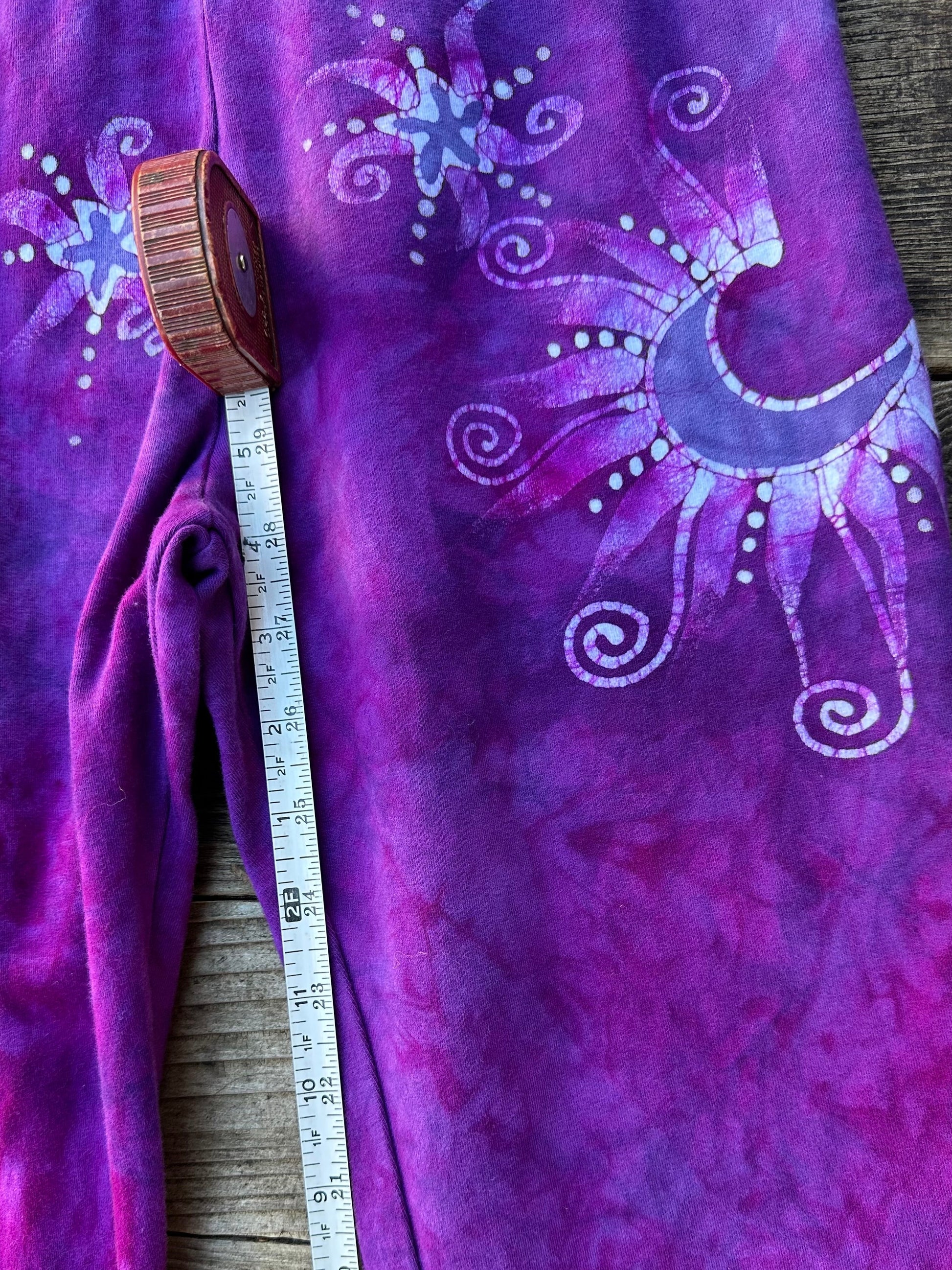Hot Pink Moonflowers Stretchy Lounge Pants - Size Medium Yoga Pants batikwalla
